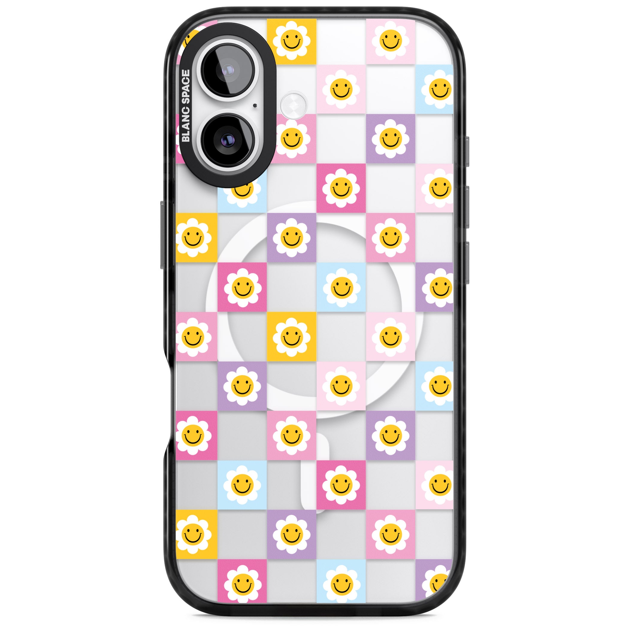 Daisy Squares Pattern iPhone 17 Impact Pro Black Phone Case