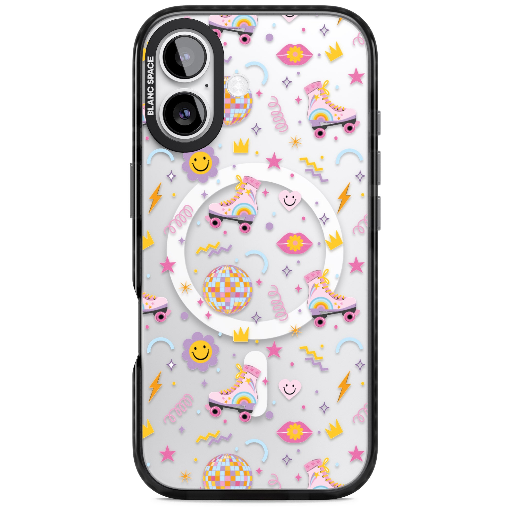 Roller Disco Pattern iPhone 17 Impact Pro Black Phone Case