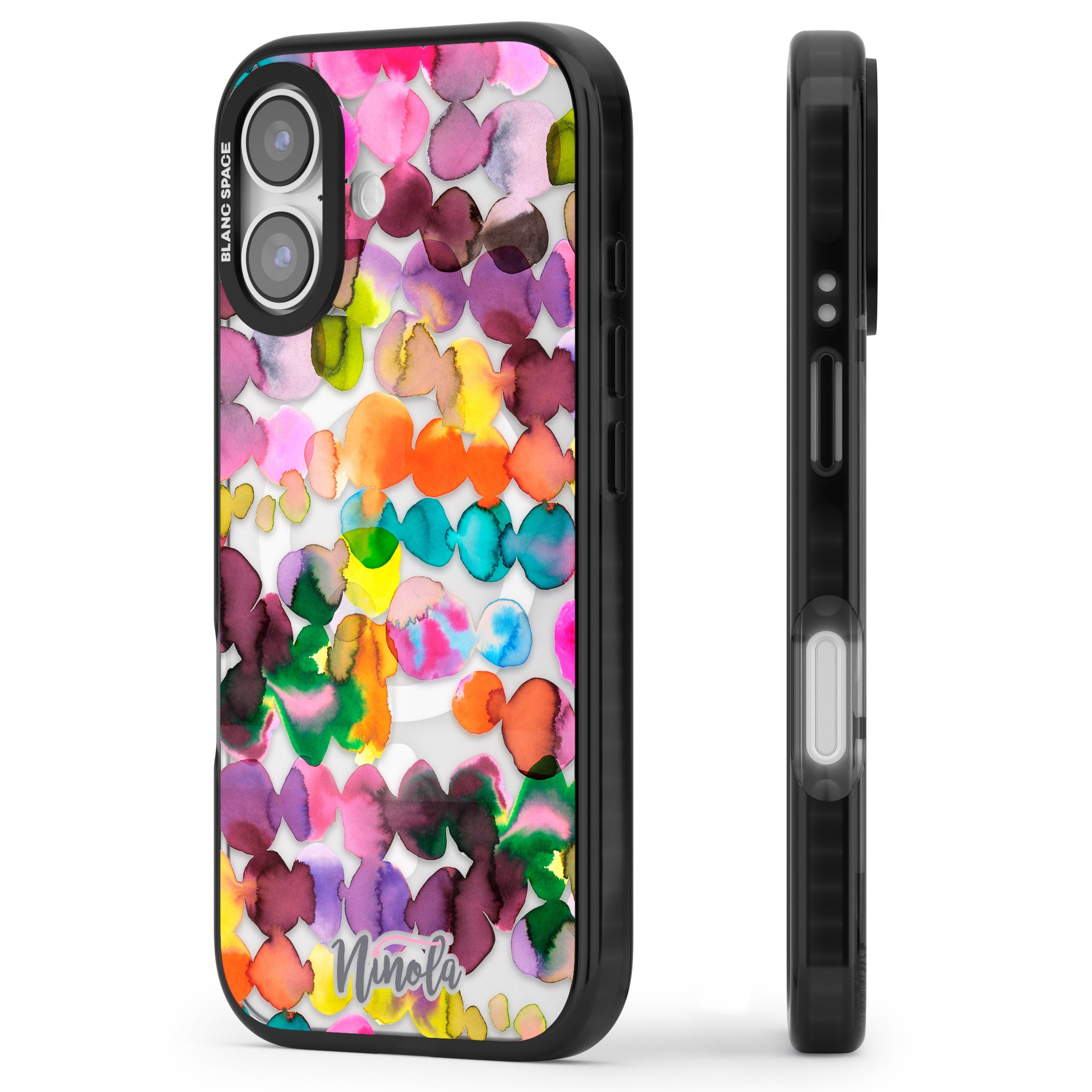 Ink Splash Hues iPhone 17 Impact Pro Black Phone Case Side Profile