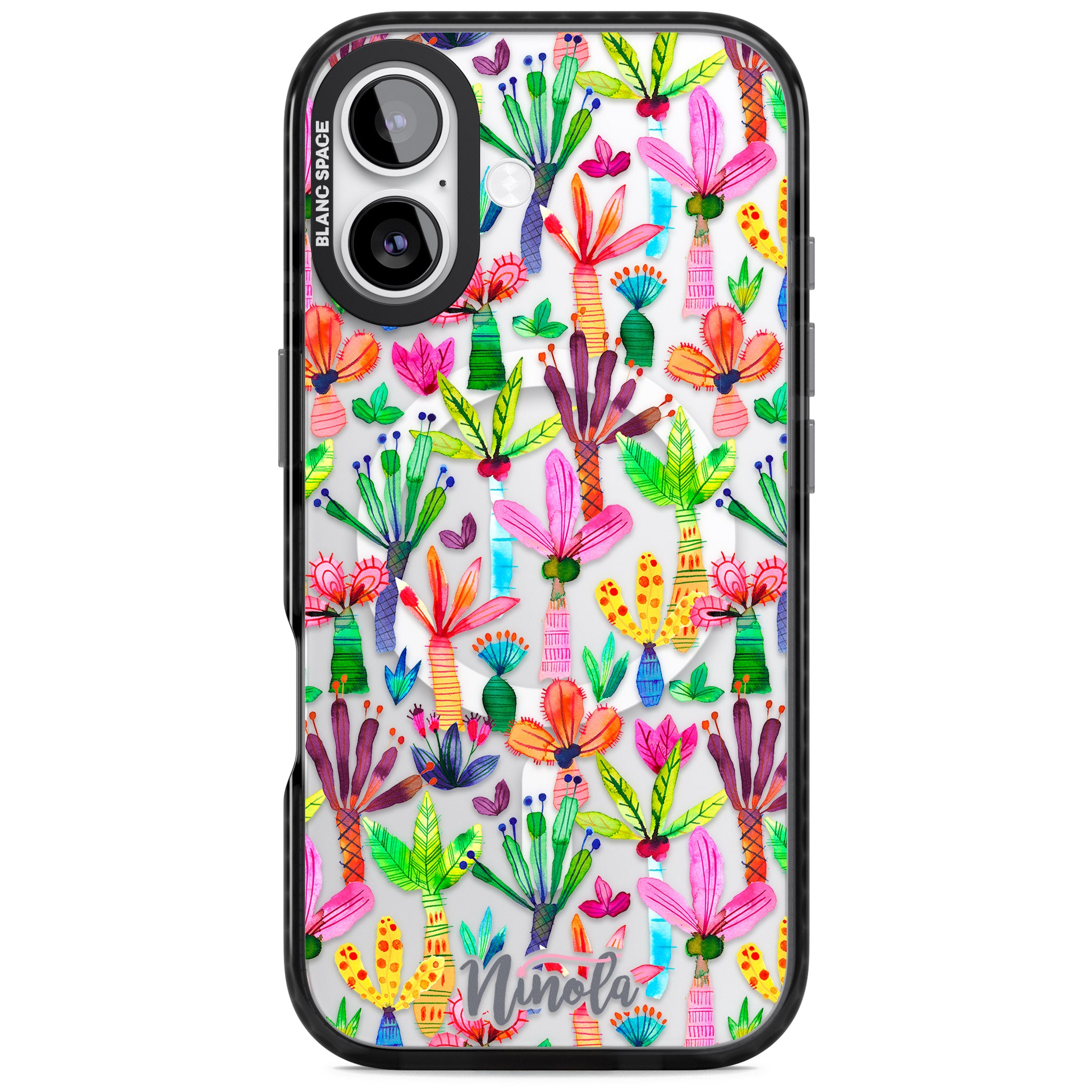 Tropical Botanical iPhone 17 Impact Pro Black Phone Case