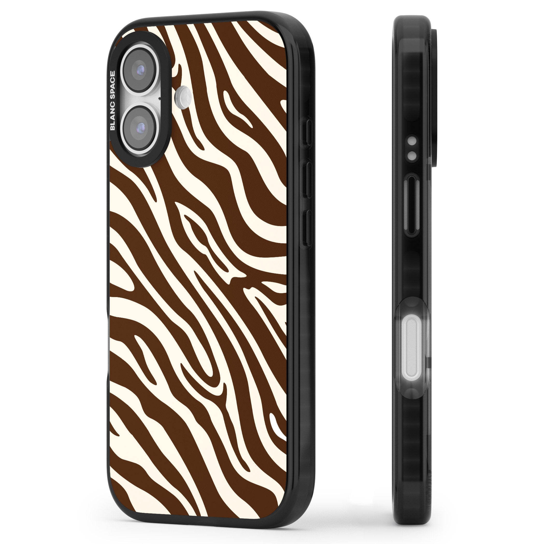 Brown & Cream Zebra iPhone 17 Impact Pro Black Phone Case Side Profile