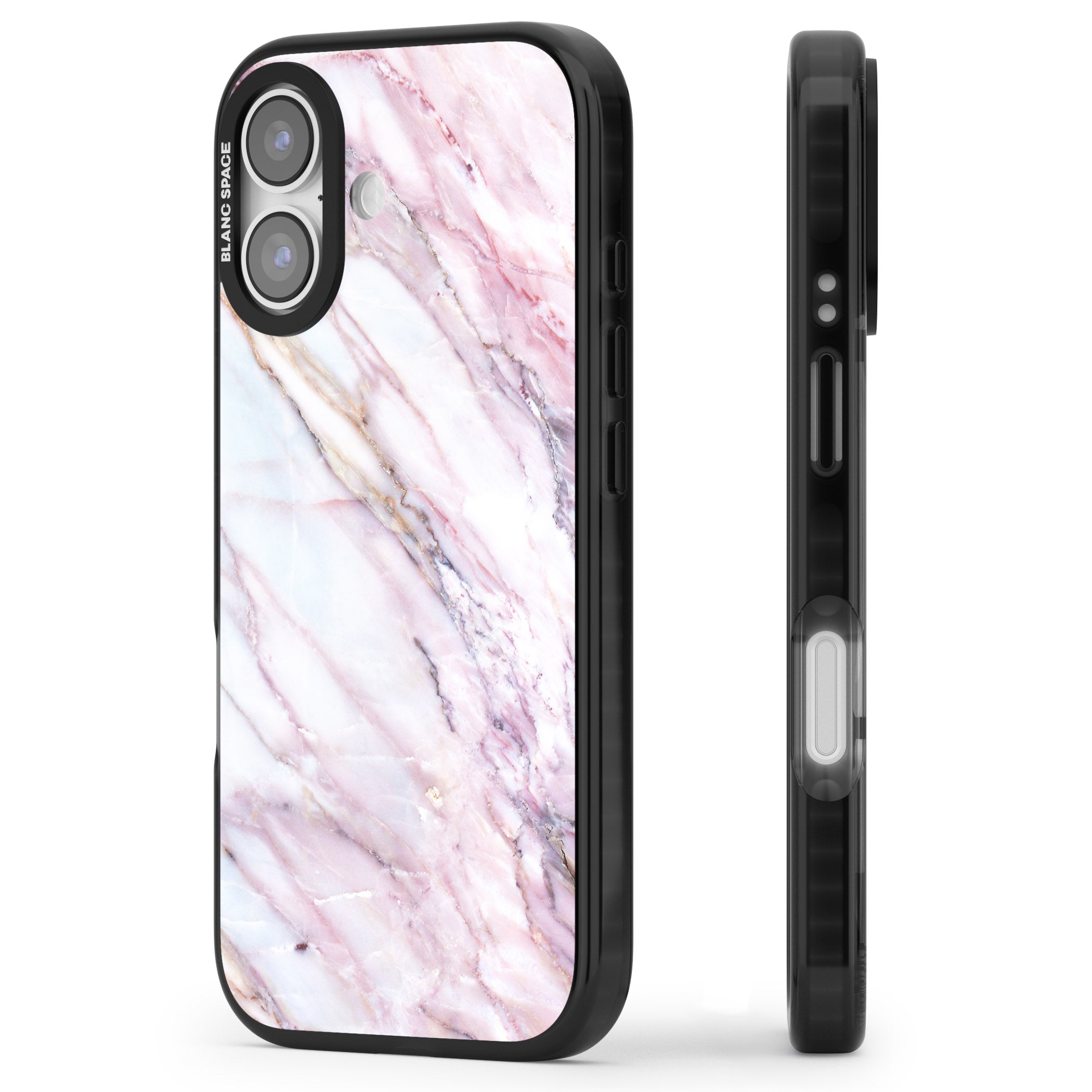 Blush Marble Glow iPhone 17 Impact Pro Black Phone Case Side Profile