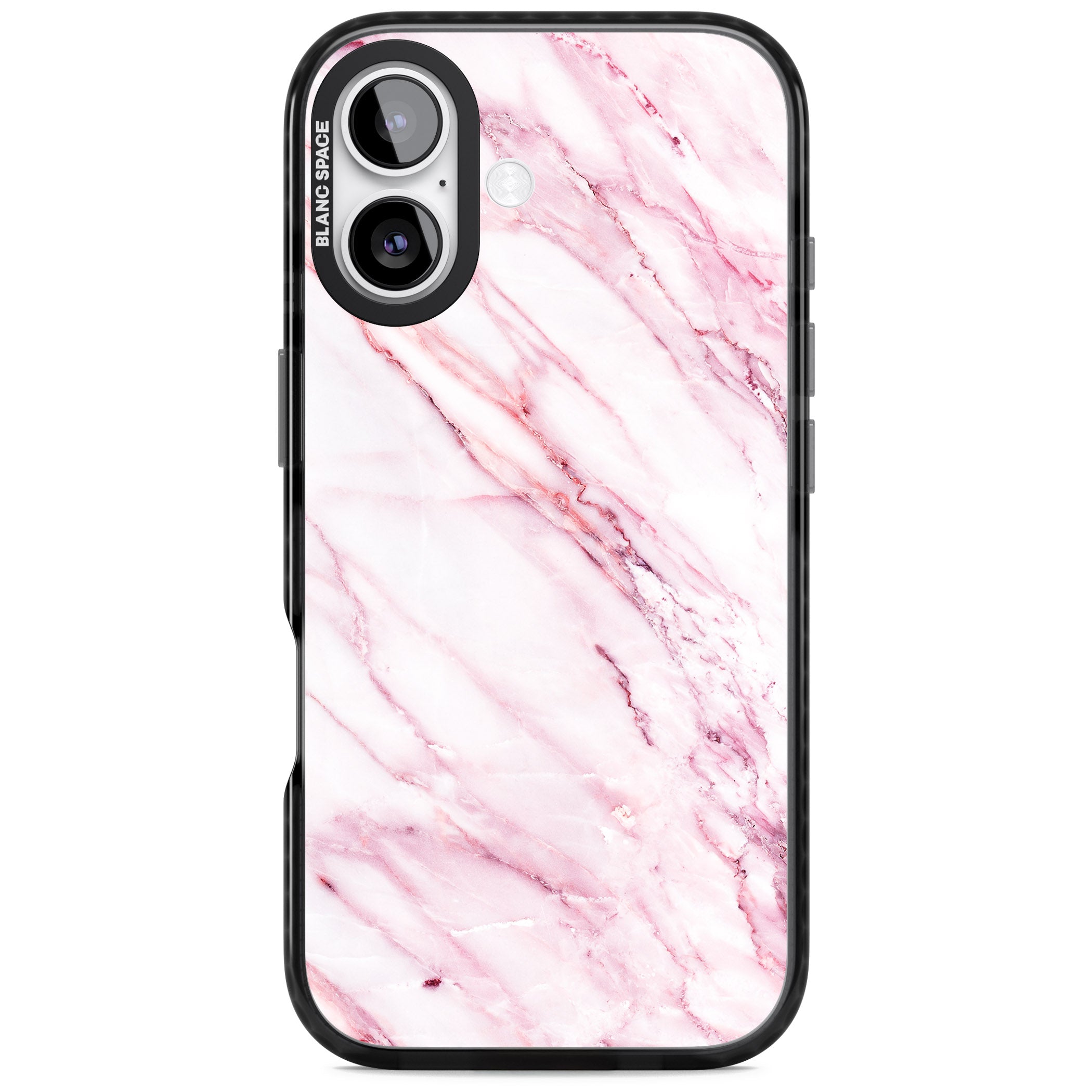 White Pink Onyx Marble iPhone 17 Impact Pro Black Phone Case