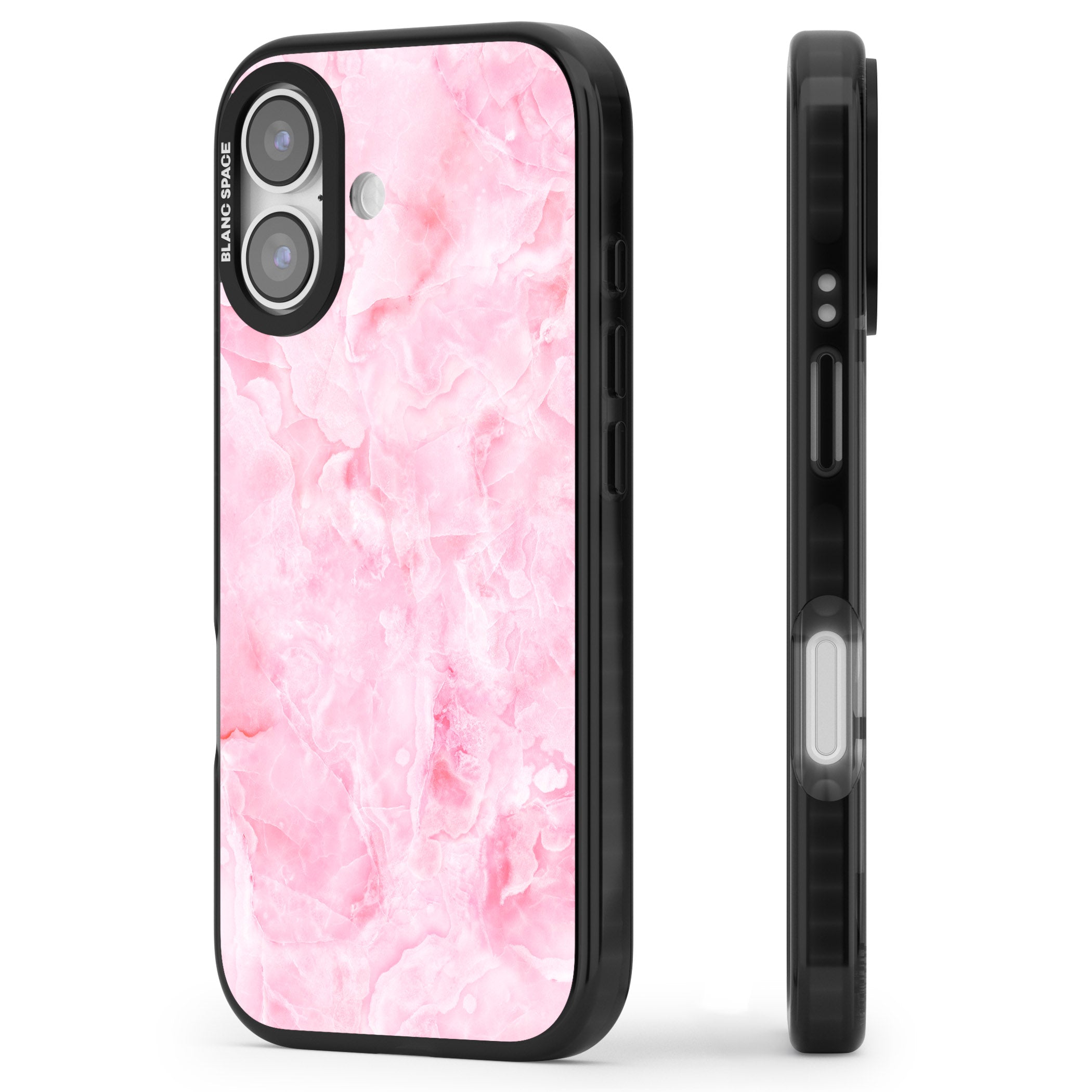 Pink Onyx Marble iPhone 17 Impact Pro Black Phone Case Side Profile