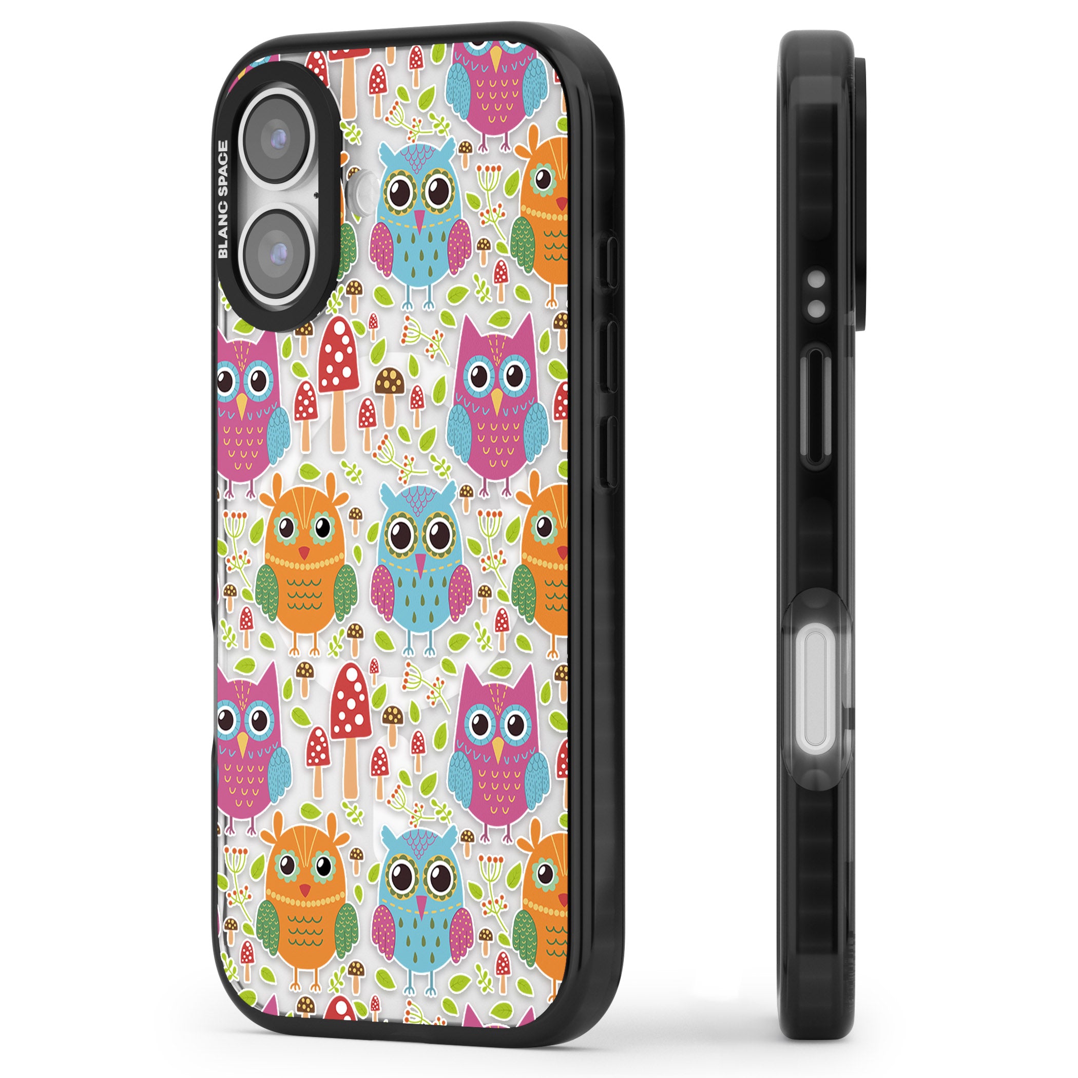 Forrest Owl Clear Pattern iPhone 17 Impact Pro Black Phone Case Side Profile