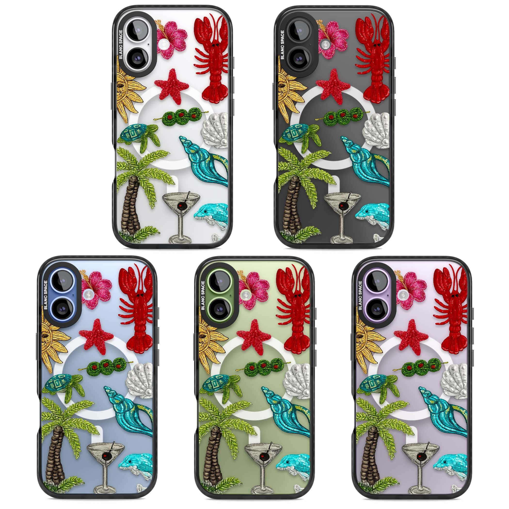 Painted Coastal Pattern coastal iPhone case | Black Impact Magsafe case for iPhone 17