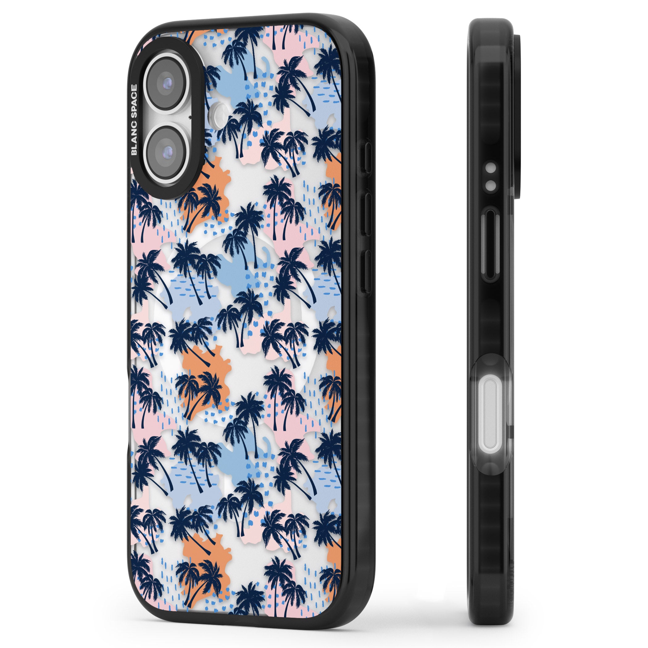 Tropical Vibes Palm Clear iPhone 17 Impact Pro Black Phone Case Side Profile
