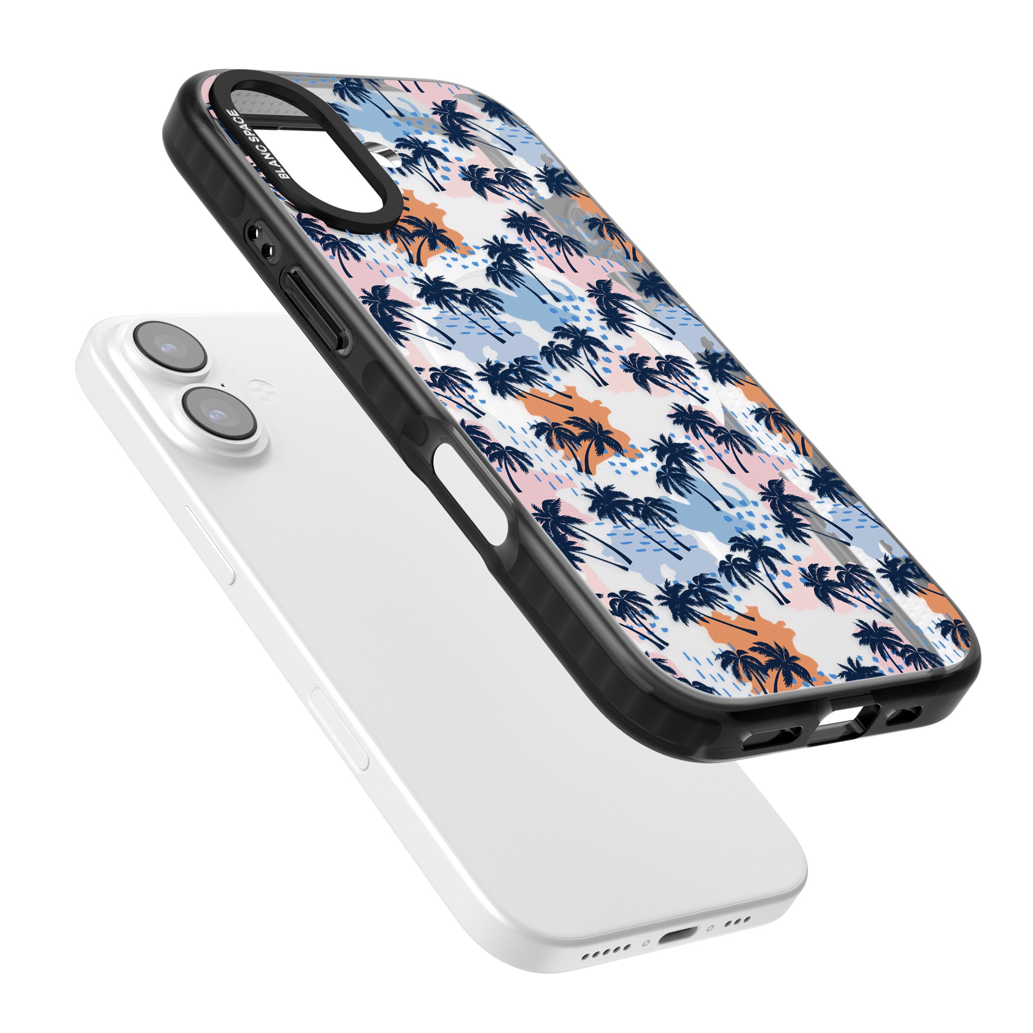 Tropical Vibes Palm Clear iPhone 17 Impact Pro Black Phone Case Colours