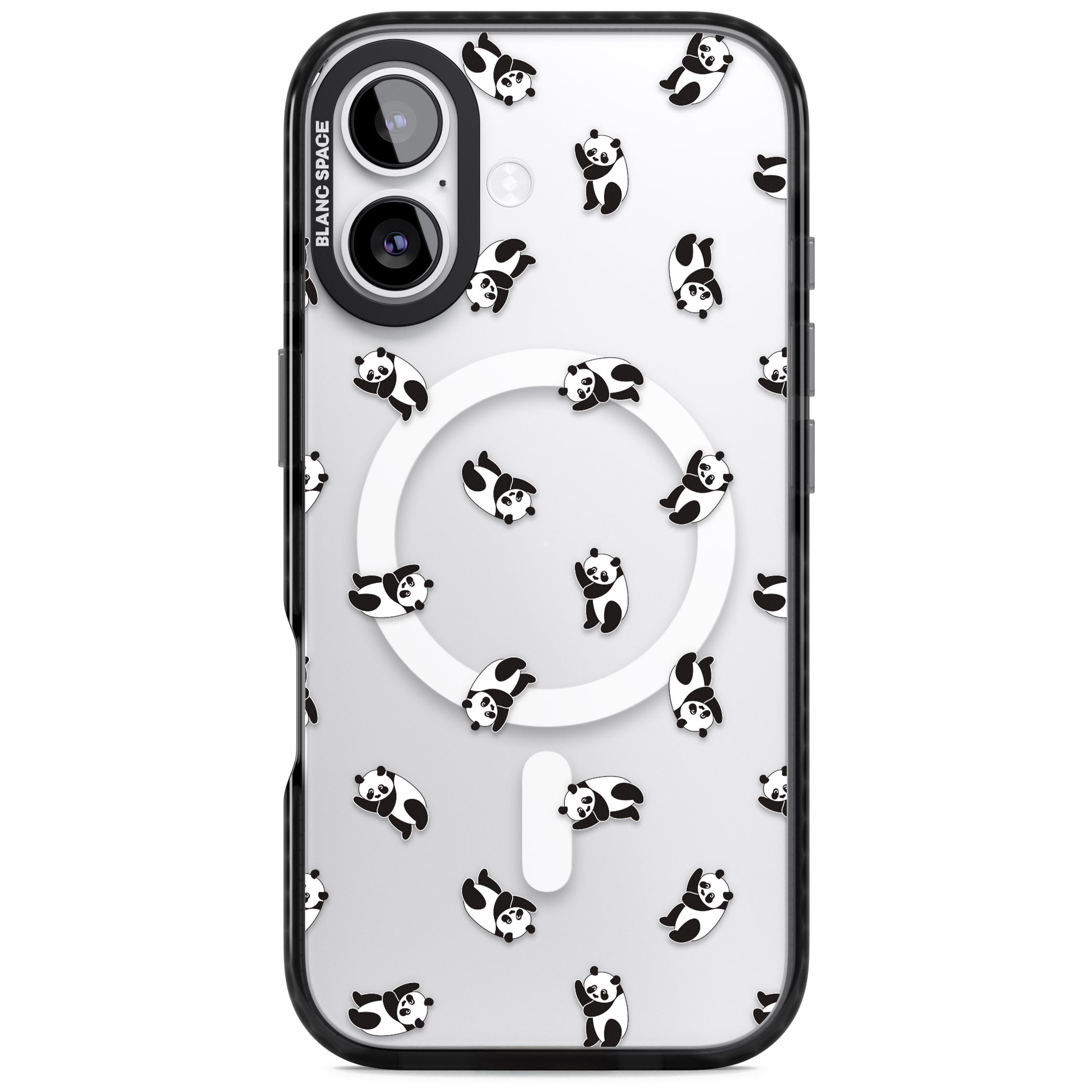 Tiny Panda Pattern iPhone 17 Impact Pro Black Phone Case