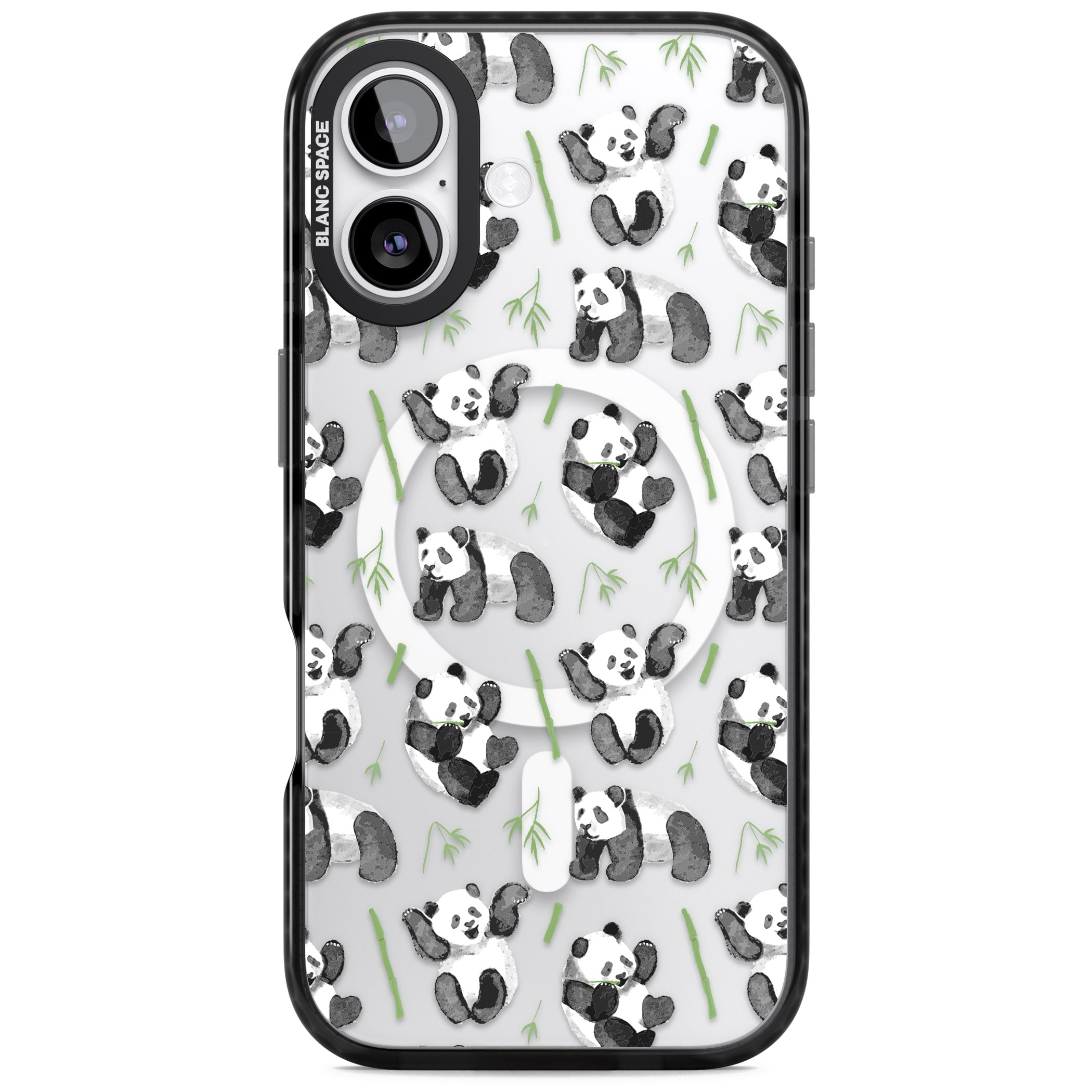 Watercolour Panda Pattern iPhone 17 Impact Pro Black Phone Case