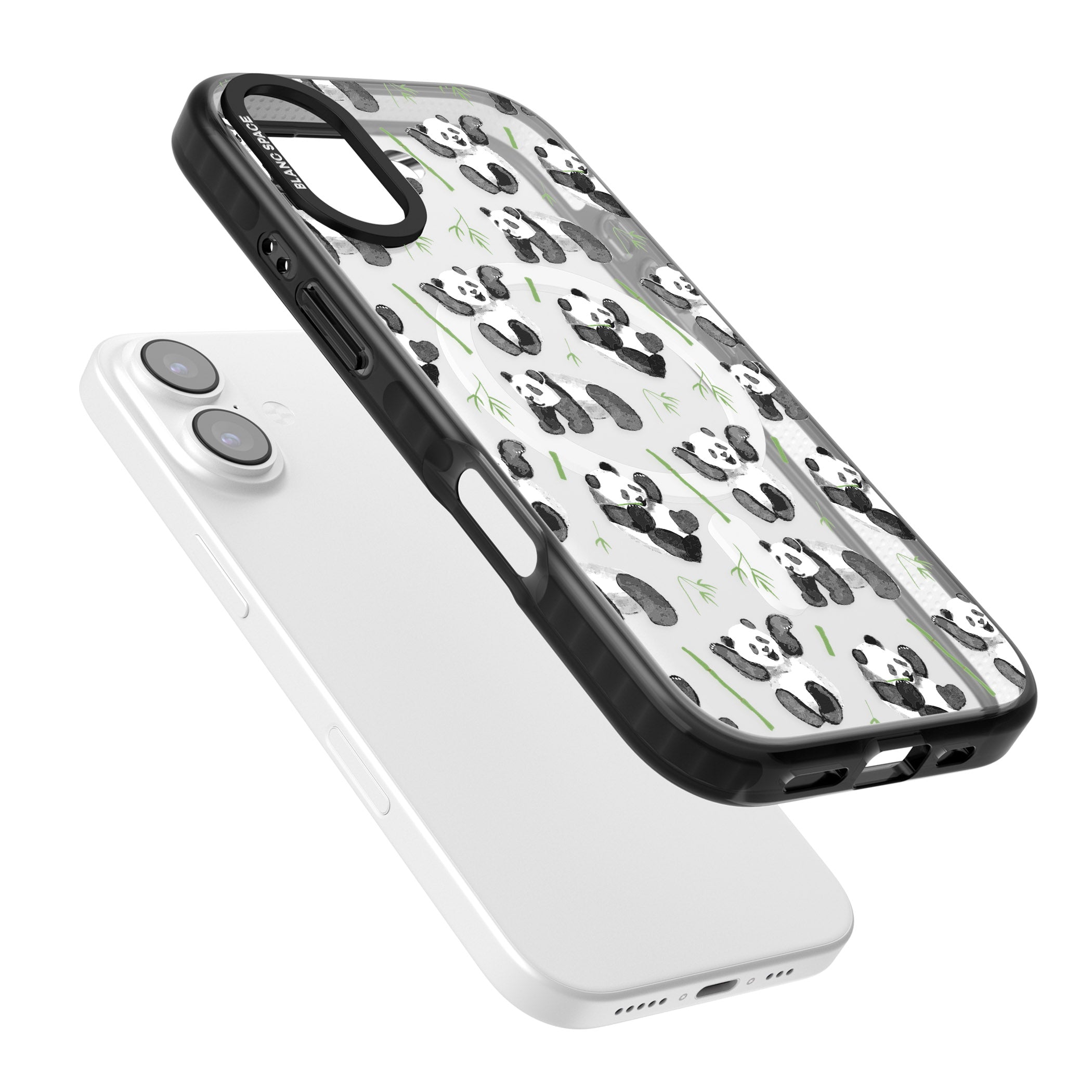 Watercolour Panda Pattern iPhone 17 Impact Pro Black Phone Case Colours