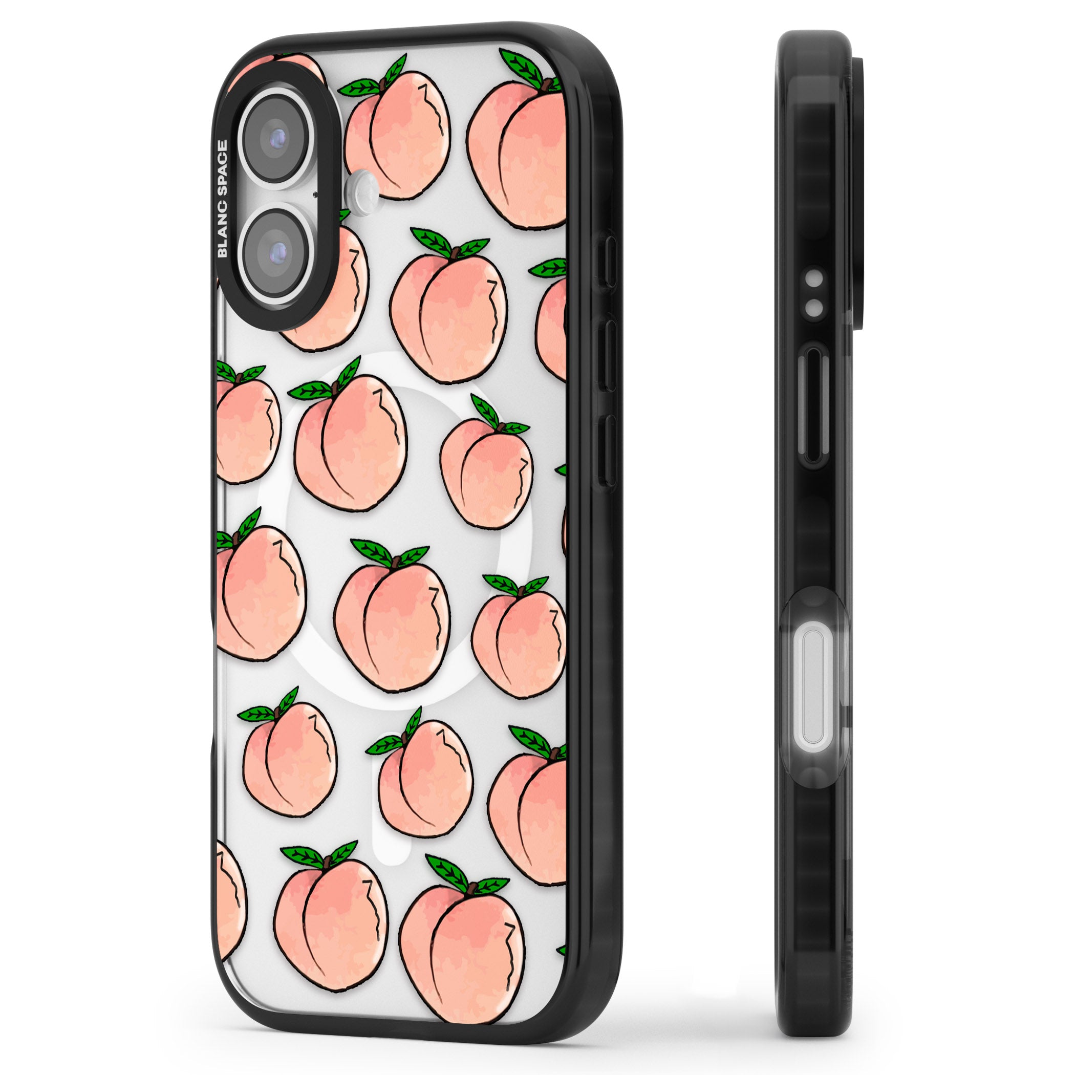Peachy Picnic iPhone 17 Impact Pro Black Phone Case Side Profile