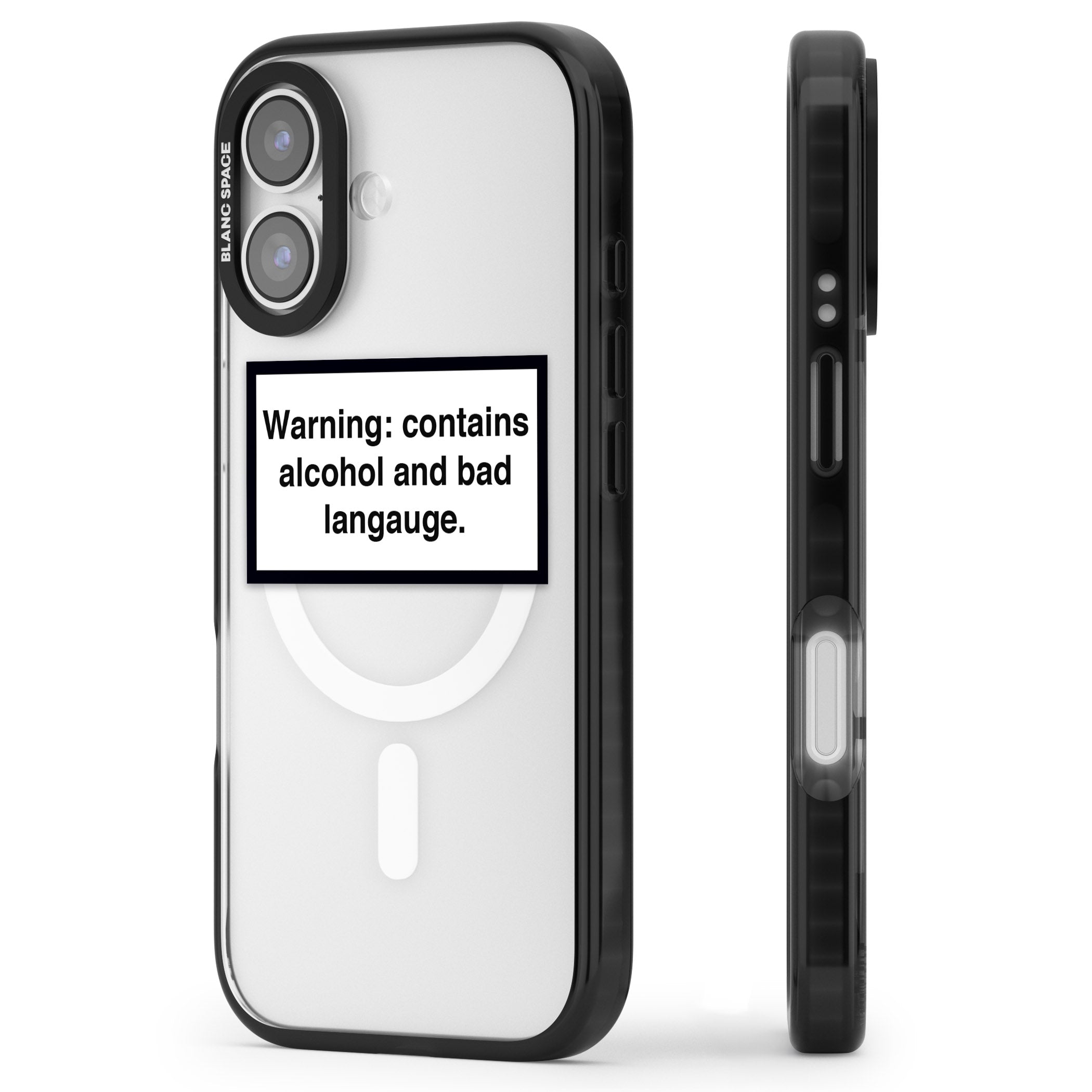 Warning: Contains Alcohol & Bad Language iPhone 17 Impact Pro Black Phone Case Side Profile
