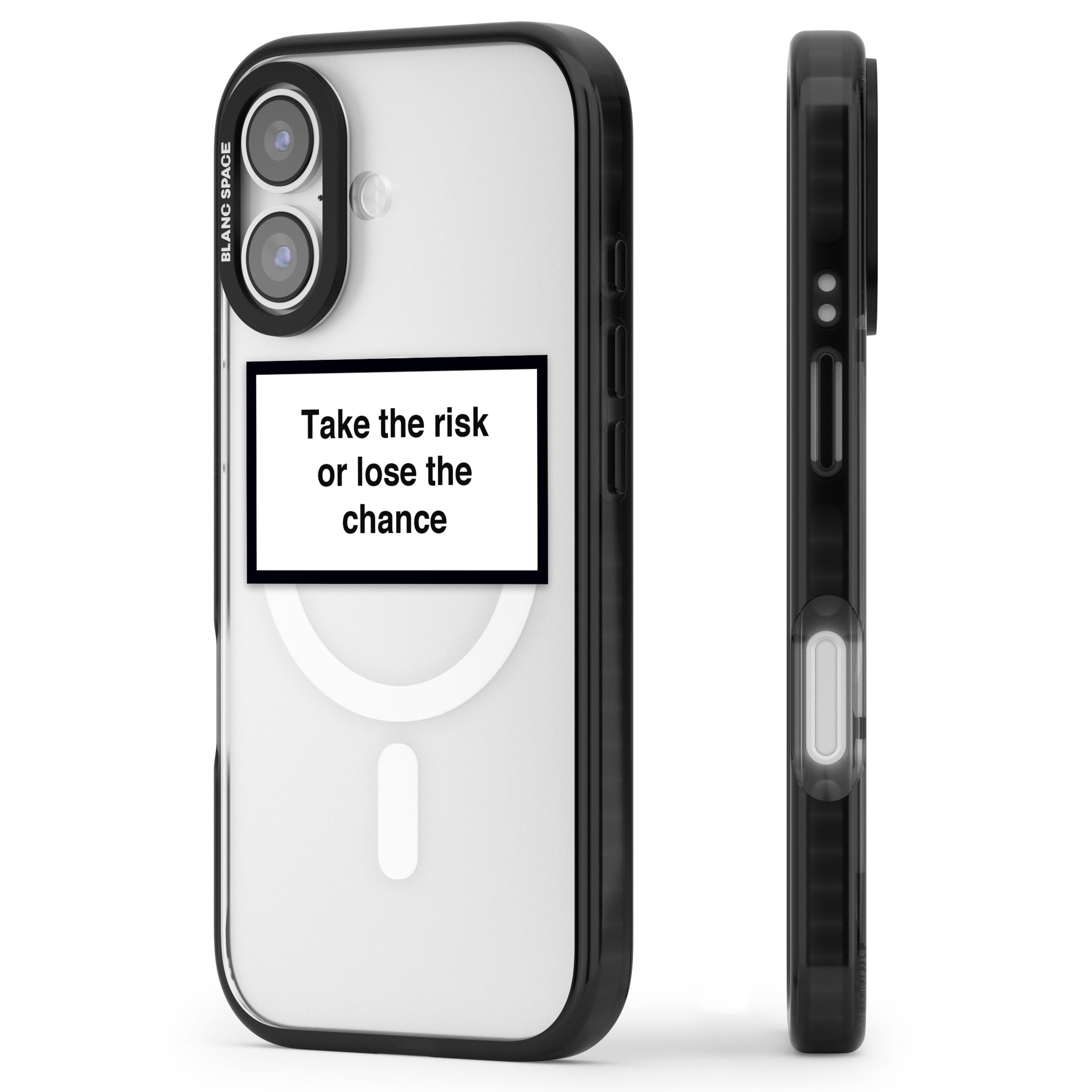 Take The Risk Or Lose The Chance iPhone 17 Impact Pro Black Phone Case Side Profile