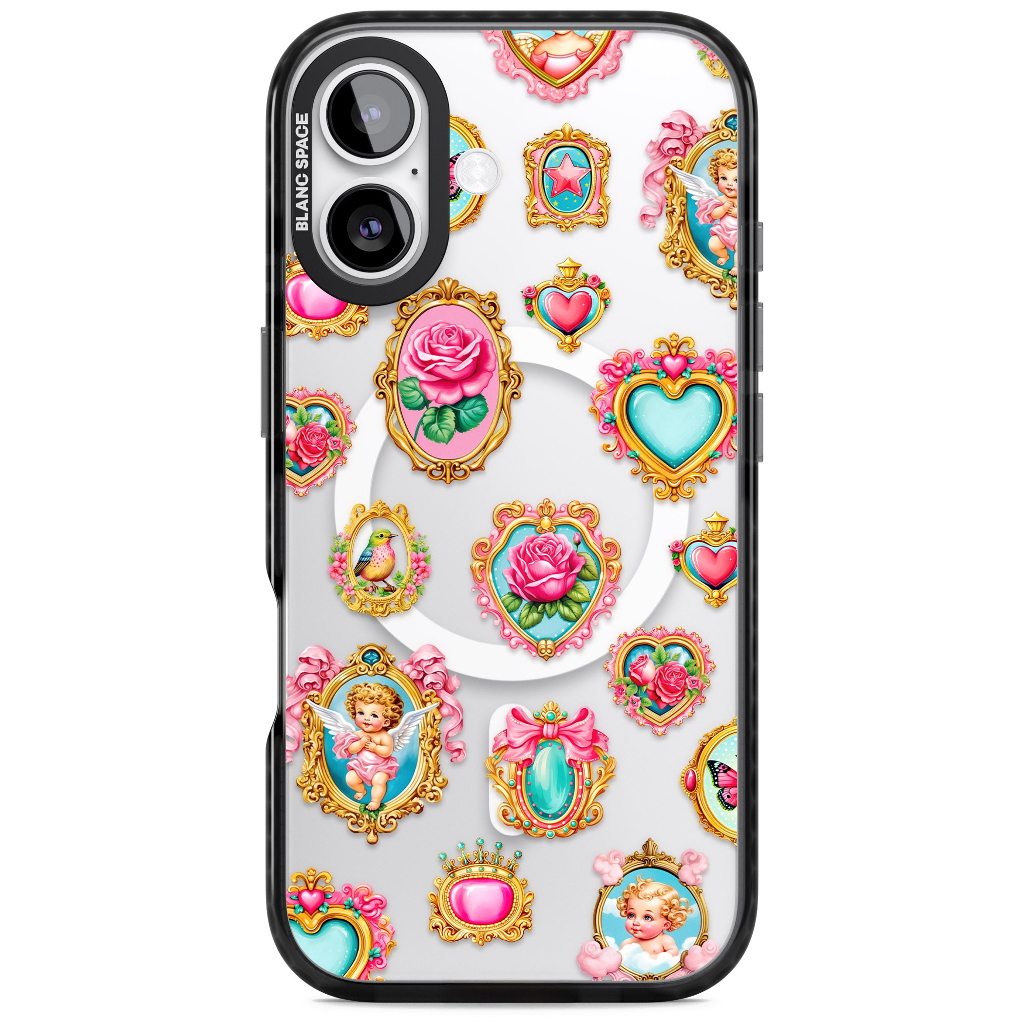 Angelcore Hearts Frames iPhone 17 Impact Pro Black Phone Case