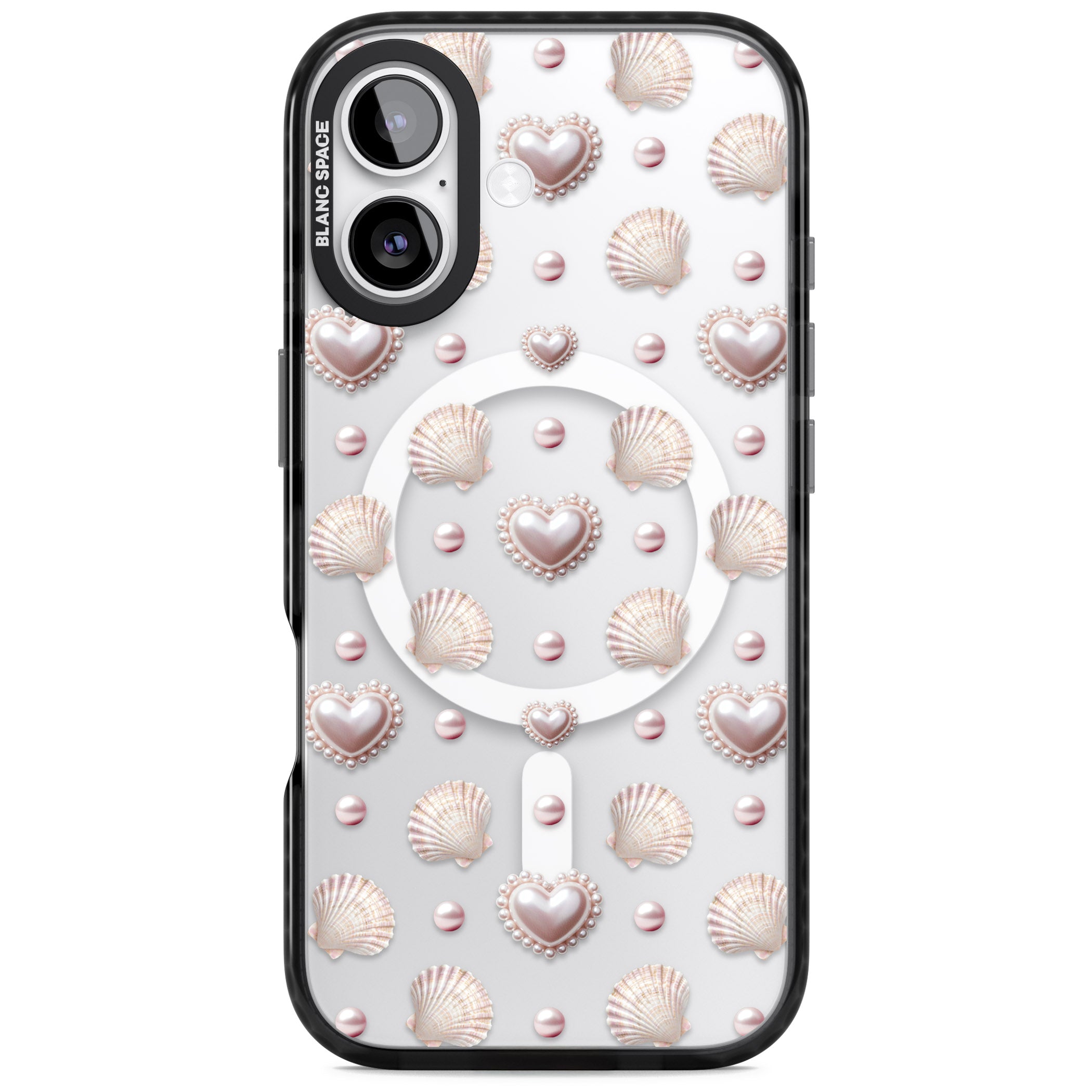 Pearl Hearts iPhone 17 Impact Pro Black Phone Case