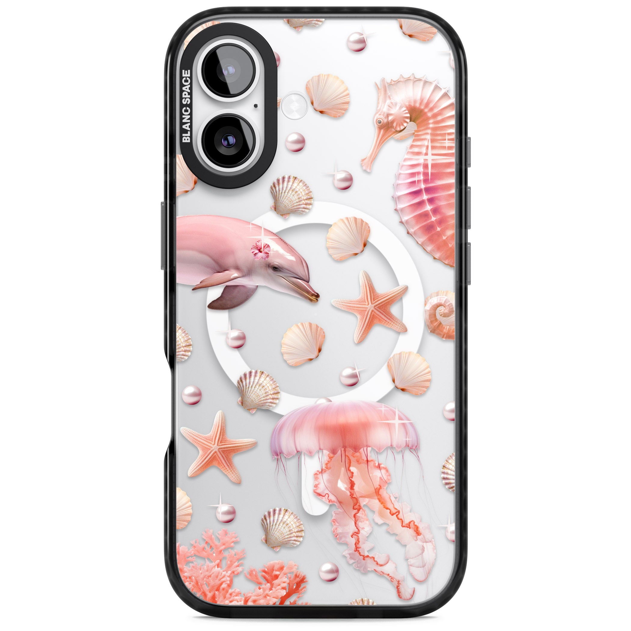 Pink Sealife iPhone 17 Impact Pro Black Phone Case