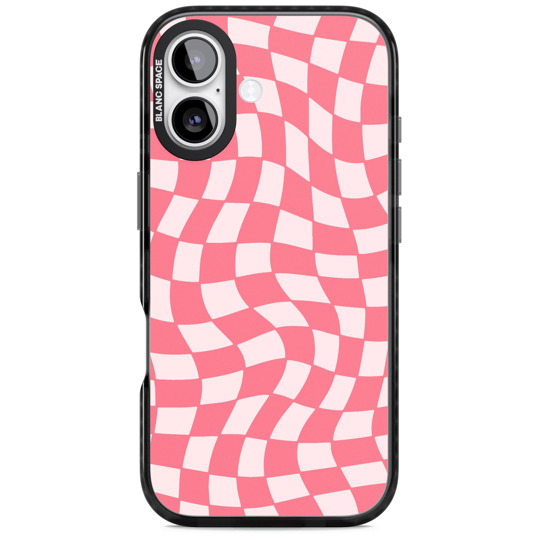 Pink Wavy Checked Pattern iPhone 17 Impact Pro Black Phone Case