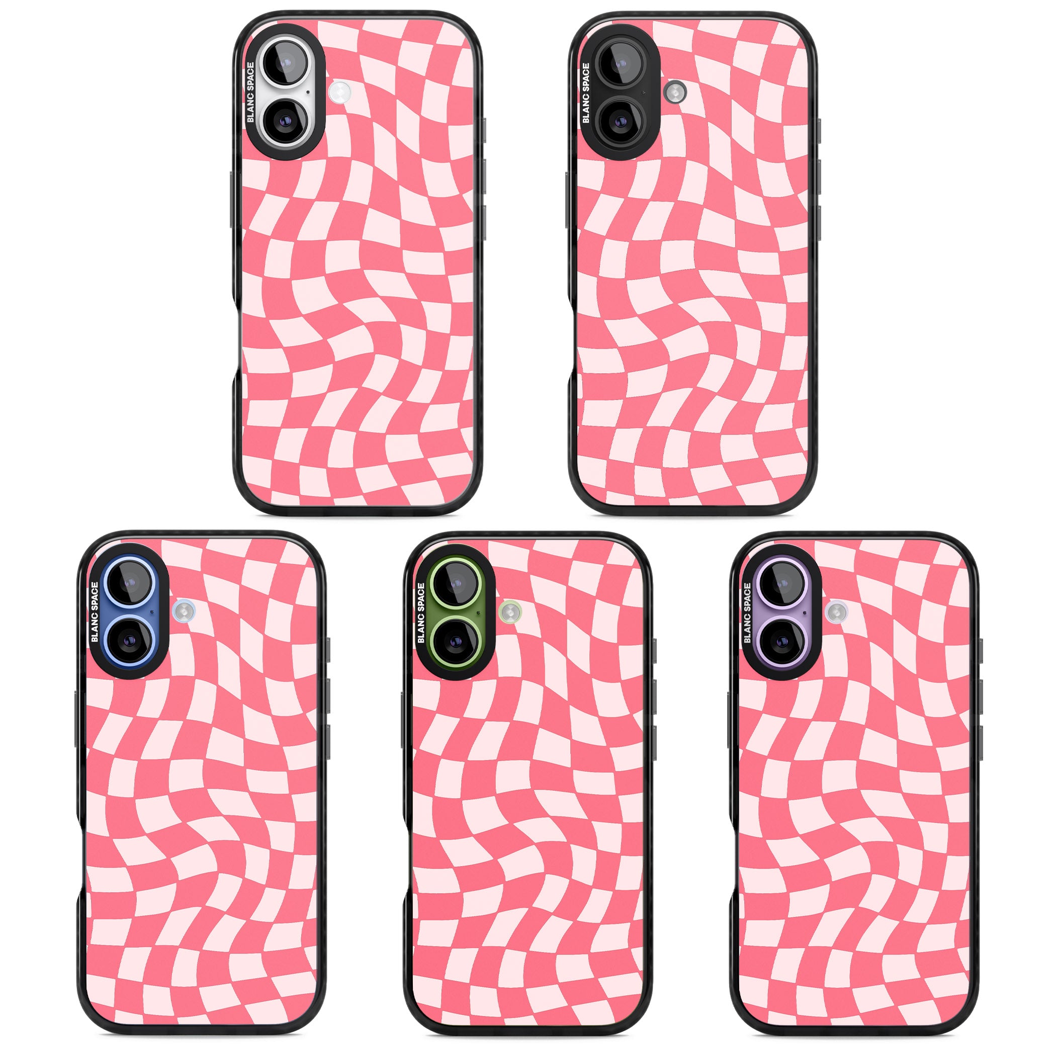 Pink Wavy Checked Pattern iPhone 17 Impact Pro Black Phone Case APT Impact Protection