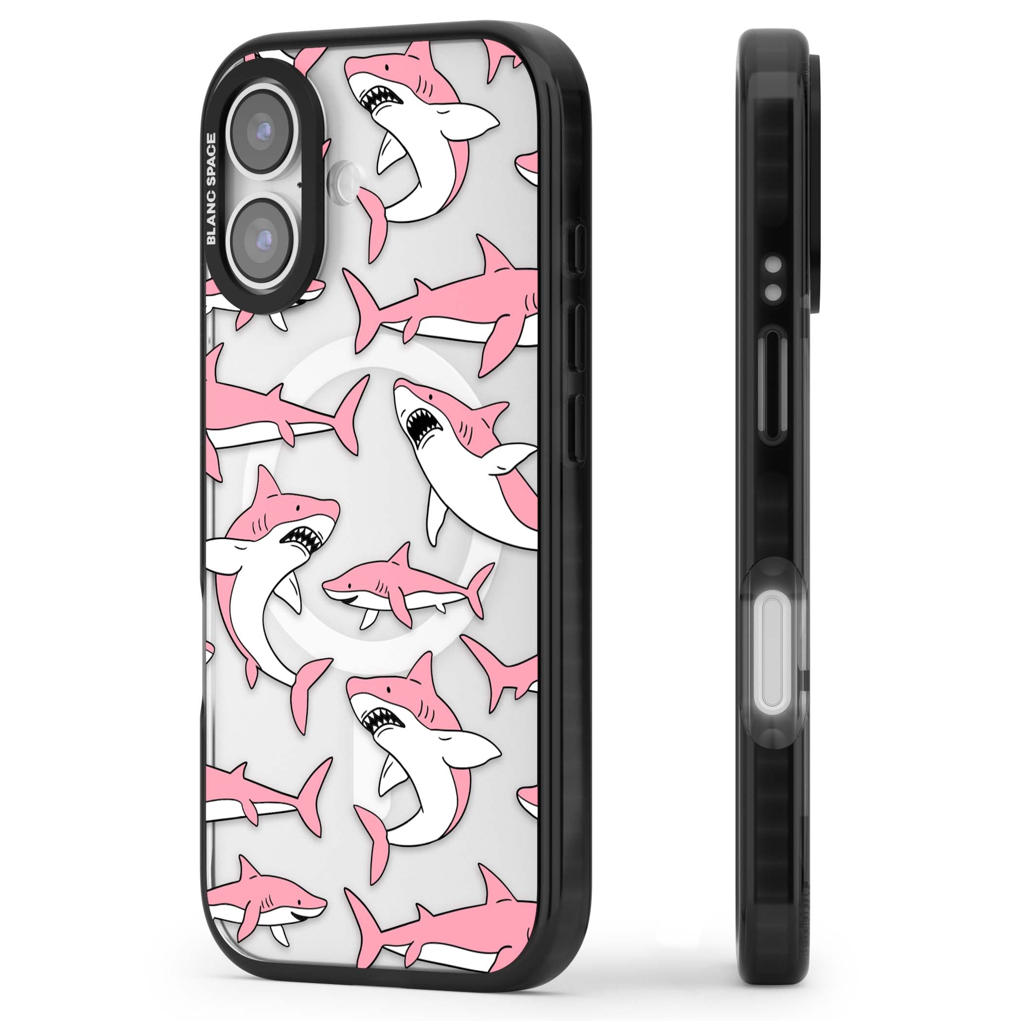 Bubblegum Sharks for her iPhone case | Black Impact Magsafe case for iPhone 17