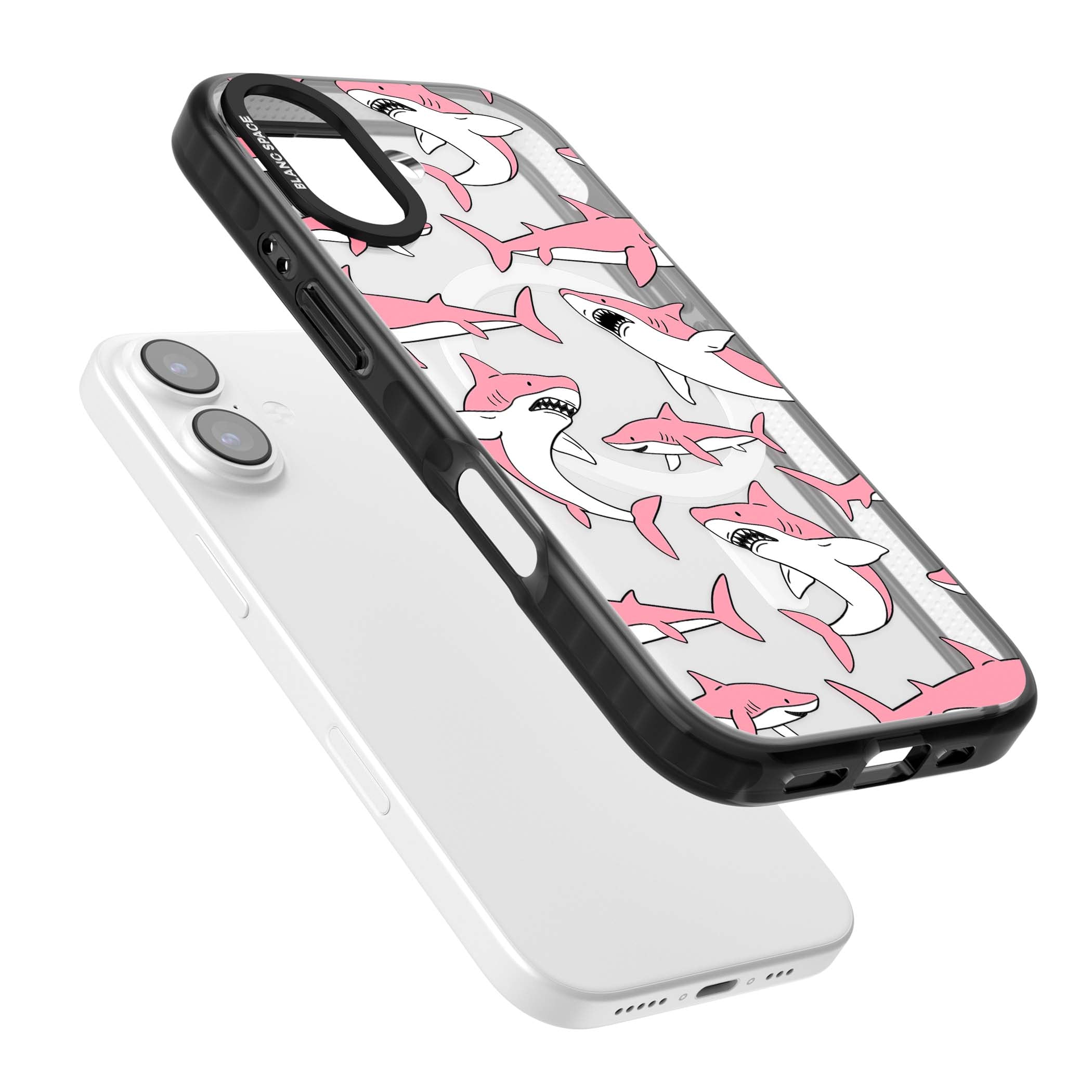 Bubblegum Sharks for her iPhone case | Black Impact Magsafe case for iPhone 17