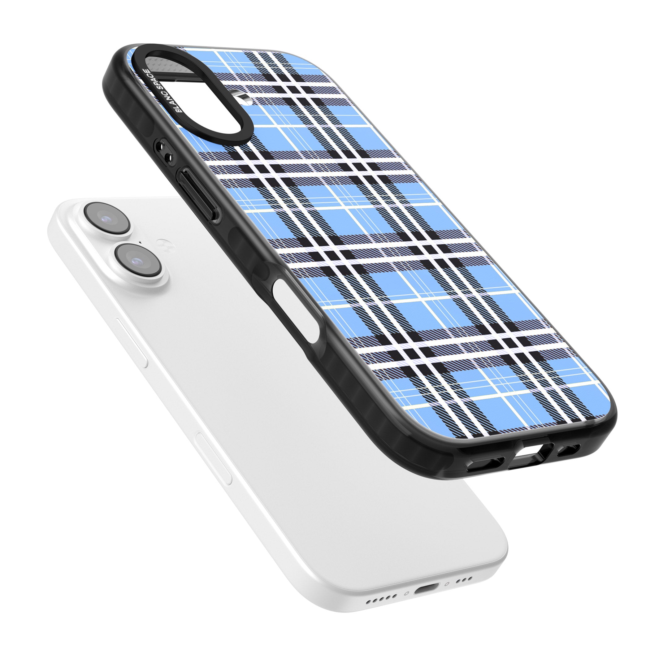 Blue Plaid iPhone 17 Impact Pro Black Phone Case Colours