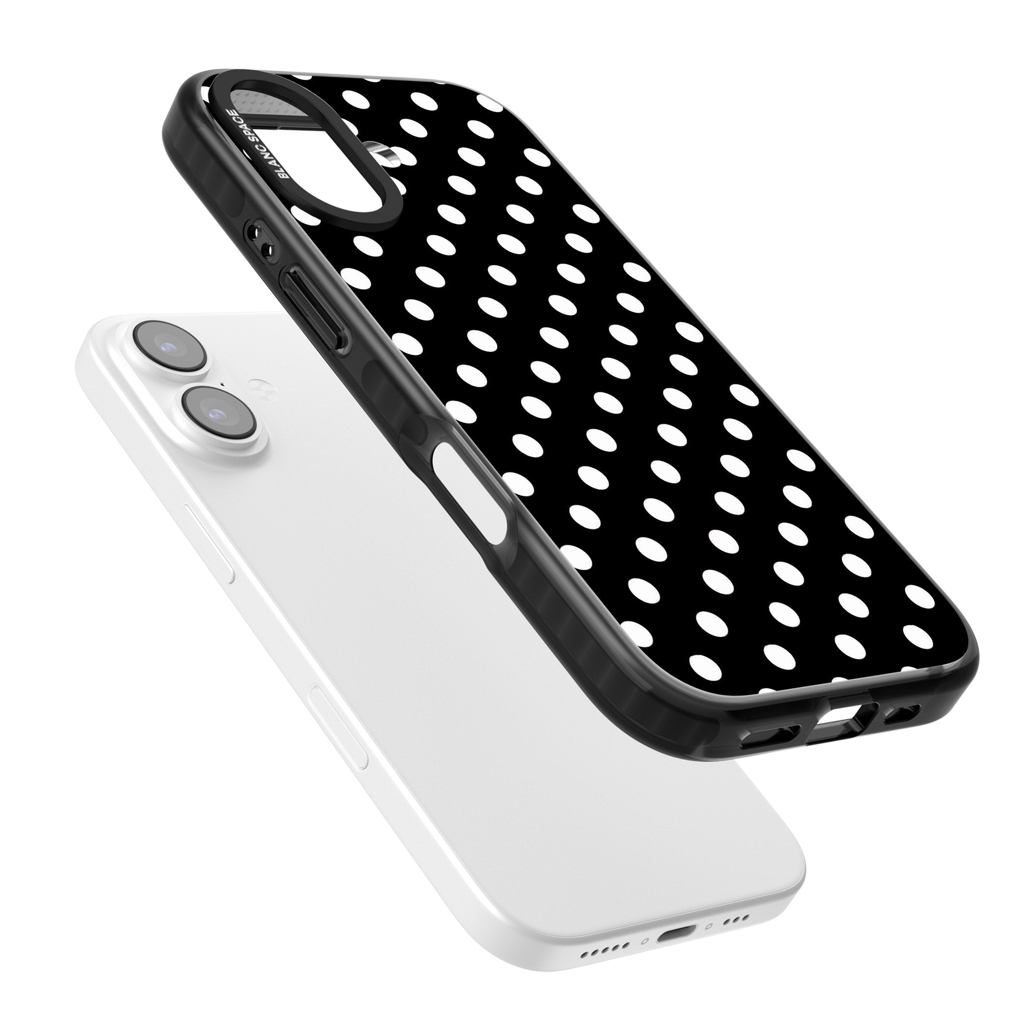 Designer Chic Black Polka Dot iPhone 17 Impact Pro Black Phone Case Colours