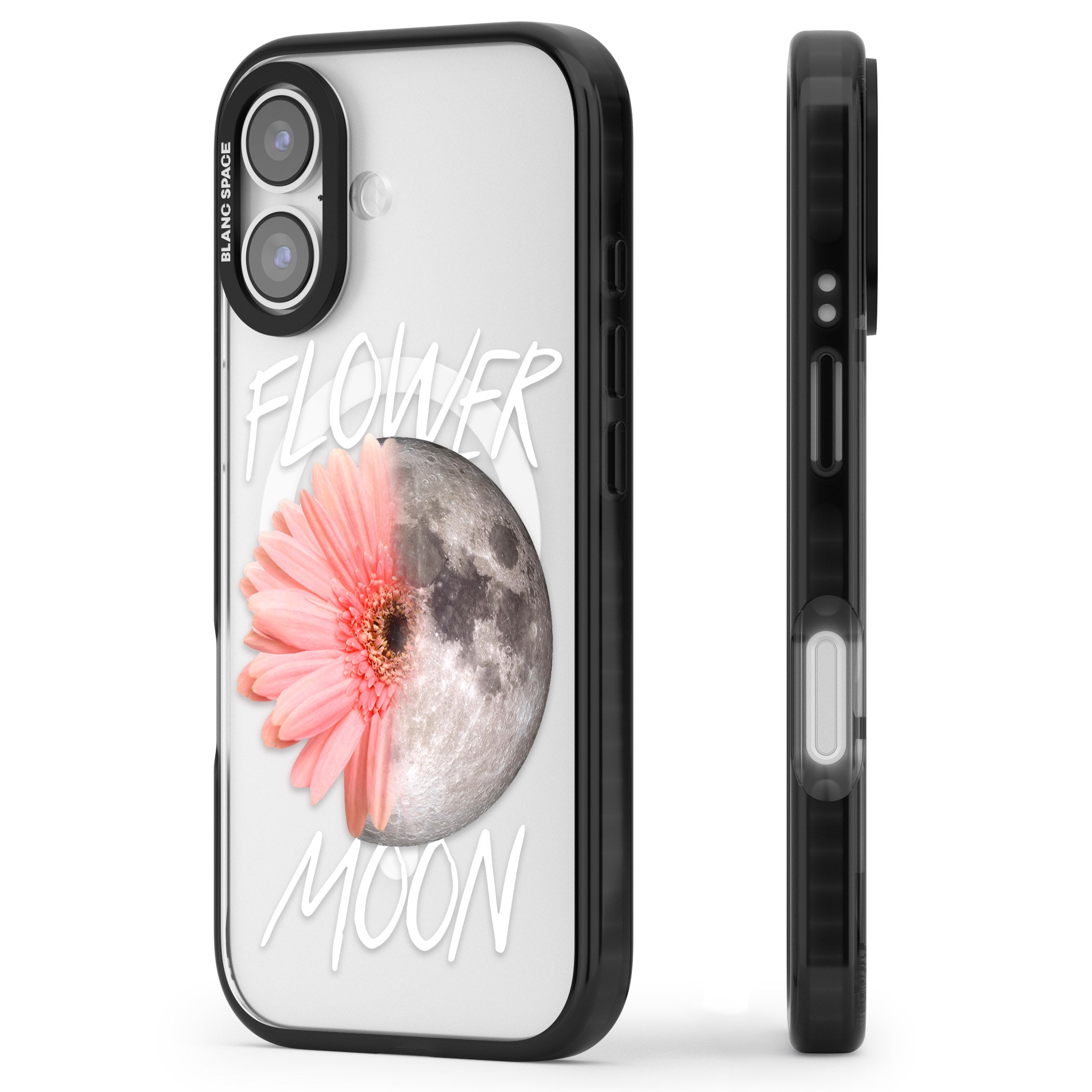 Flower Moon iPhone 17 Impact Pro Black Phone Case Side Profile