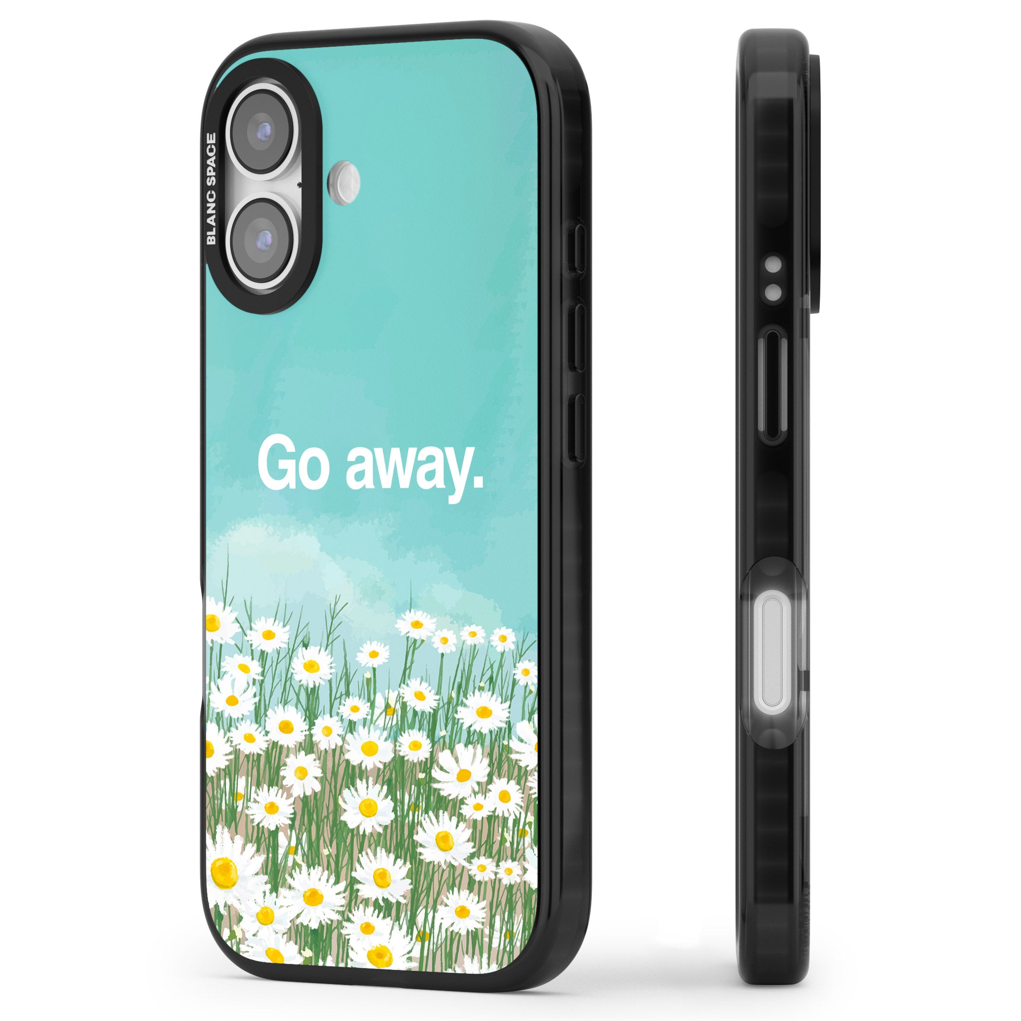 Go Away iPhone 17 Impact Pro Black Phone Case Side Profile