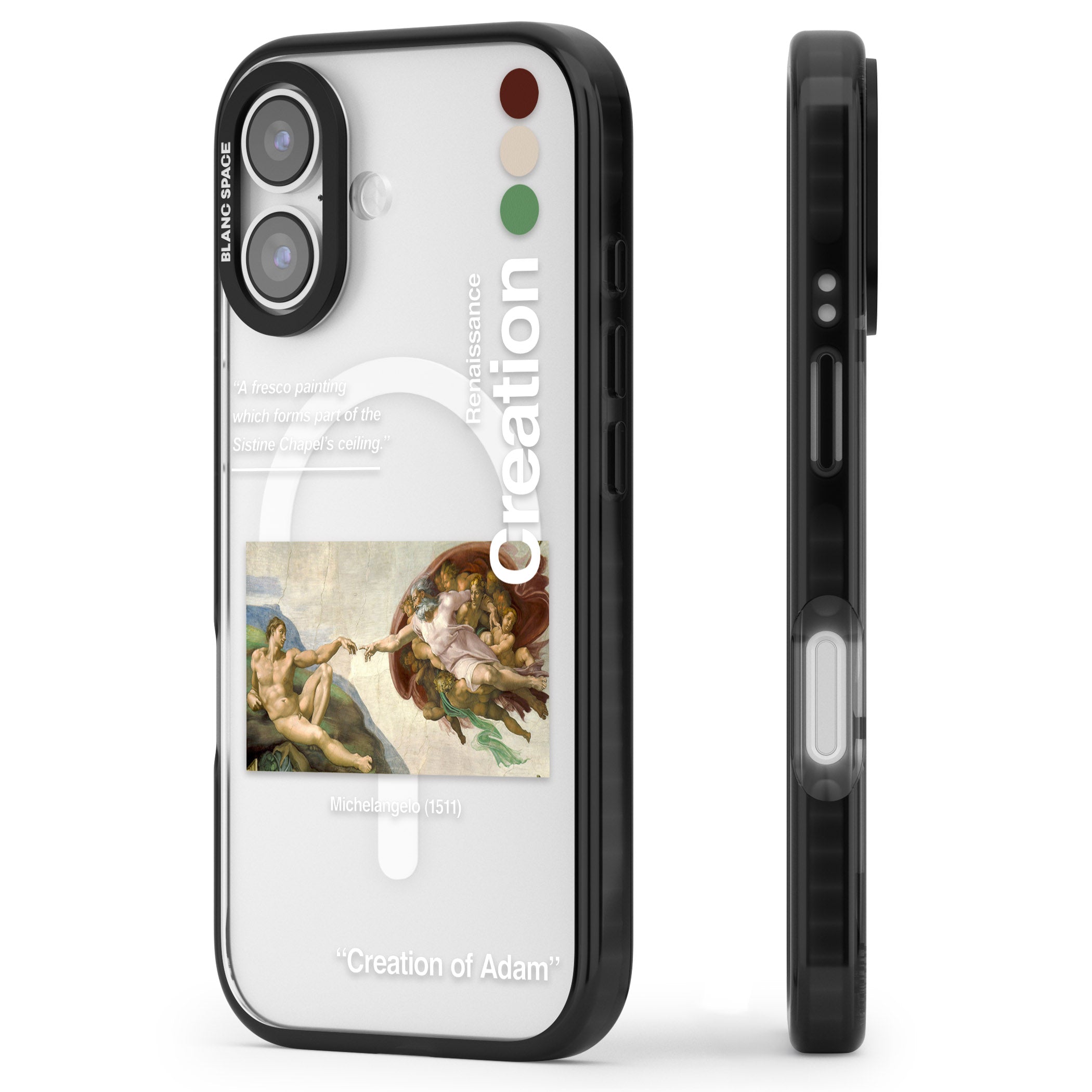 Creation Of Adam Michelangelo iPhone 17 Impact Pro Black Phone Case Side Profile