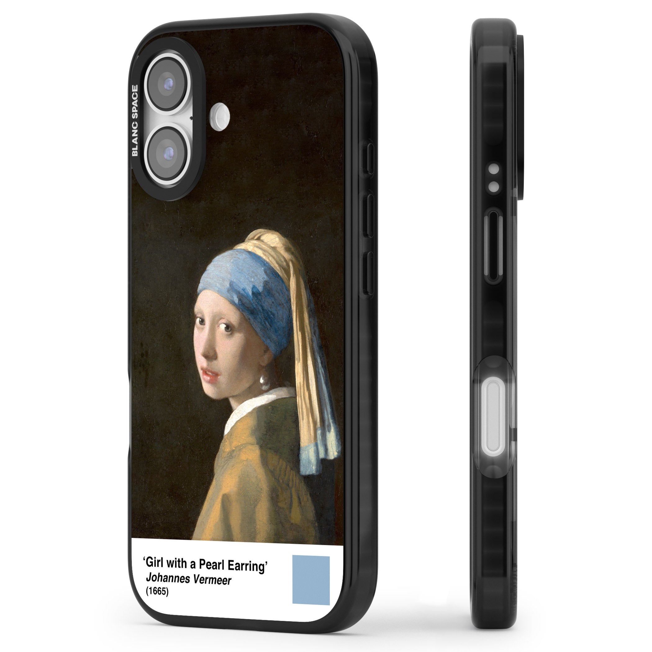 Girl With A Pearl Earring iPhone 17 Impact Pro Black Phone Case Side Profile