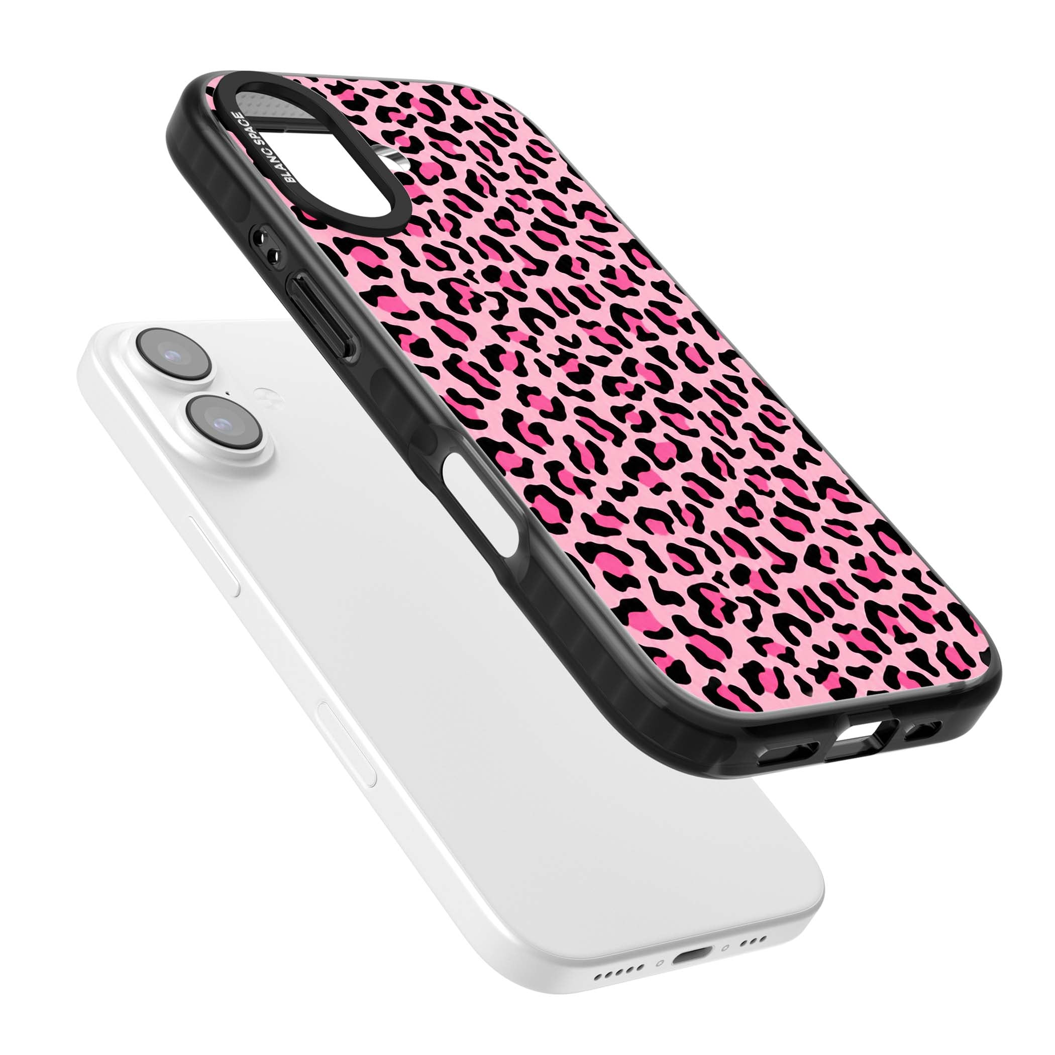 Pink Leopard baddie iPhone case | Black Impact Magsafe case for iPhone 17