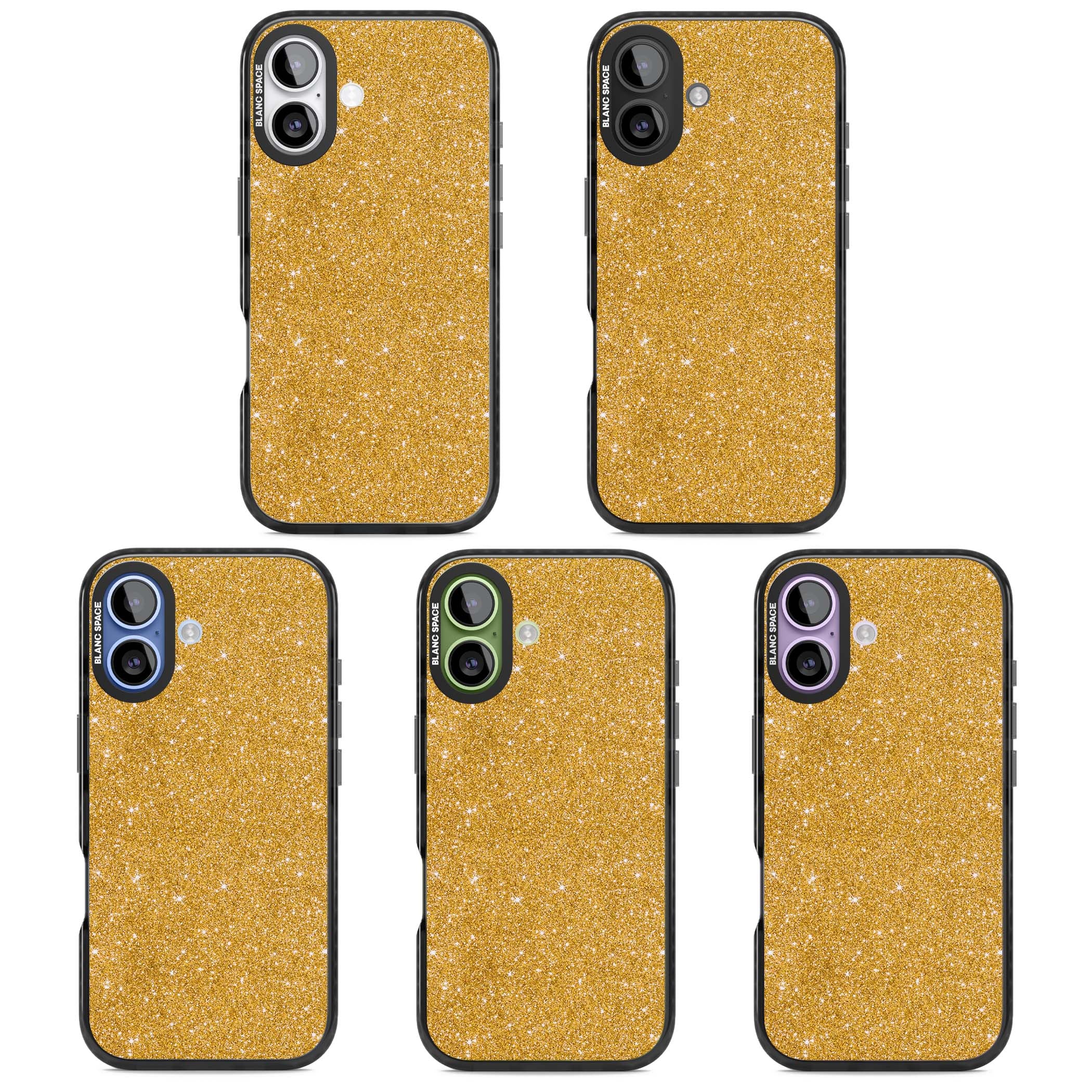 Gold Glitter gold glitter iPhone case featuring a shimmering sparkle wallpaper design in luxury gold | Black Impact Magsafe case for iPhone 17