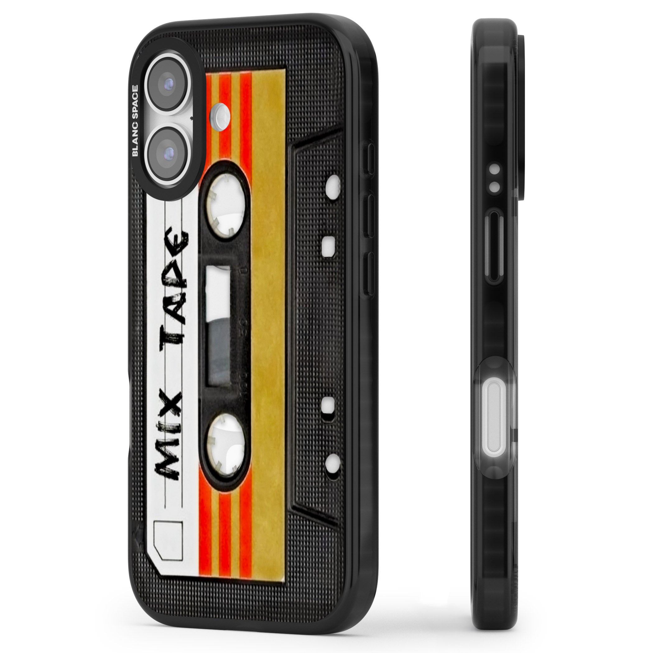 Retro Mix Tape iPhone 17 Impact Pro Black Phone Case Side Profile