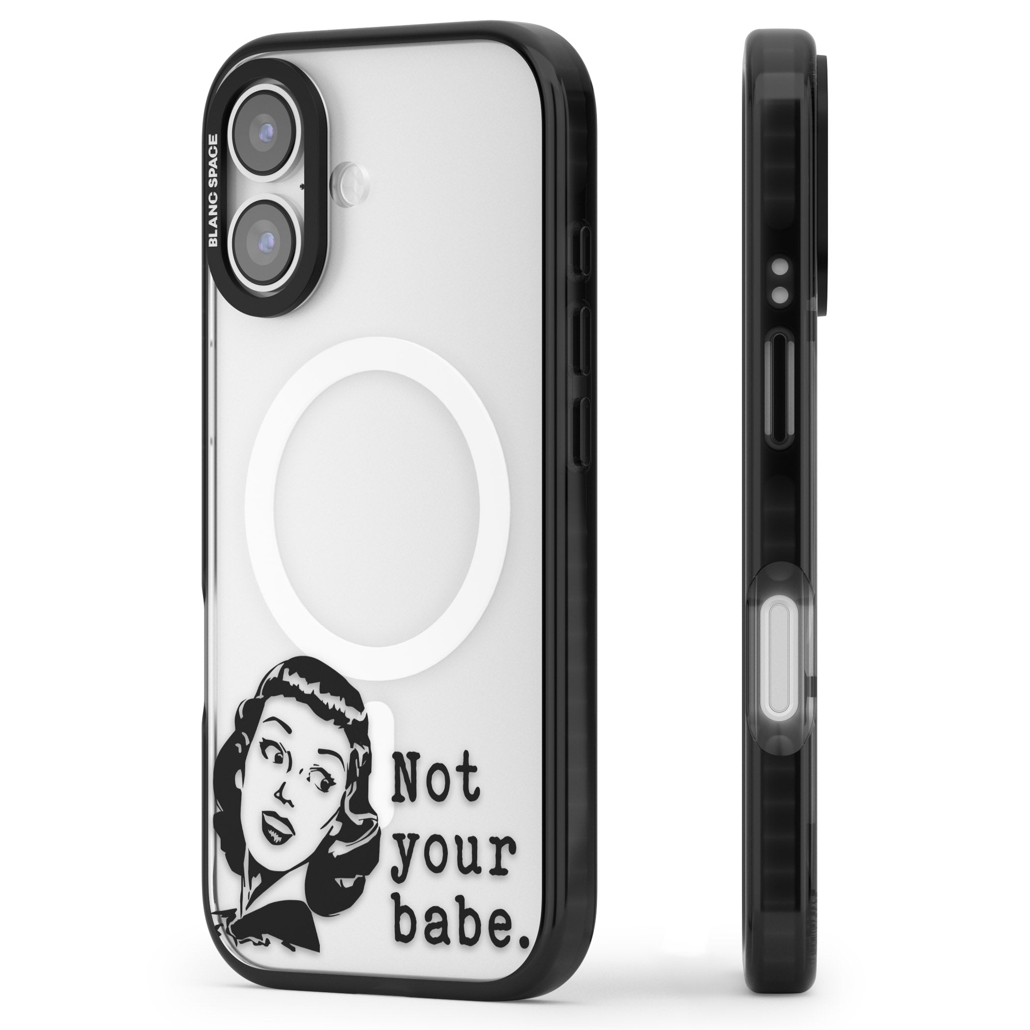 Not Your Babe iPhone 17 Impact Pro Black Phone Case Side Profile