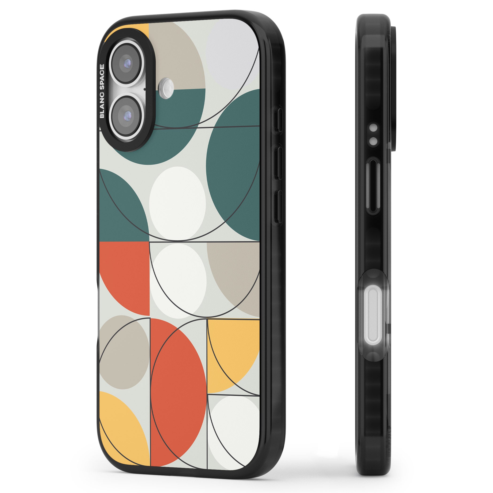 Modern Abstract Circle iPhone 17 Impact Pro Black Phone Case Side Profile