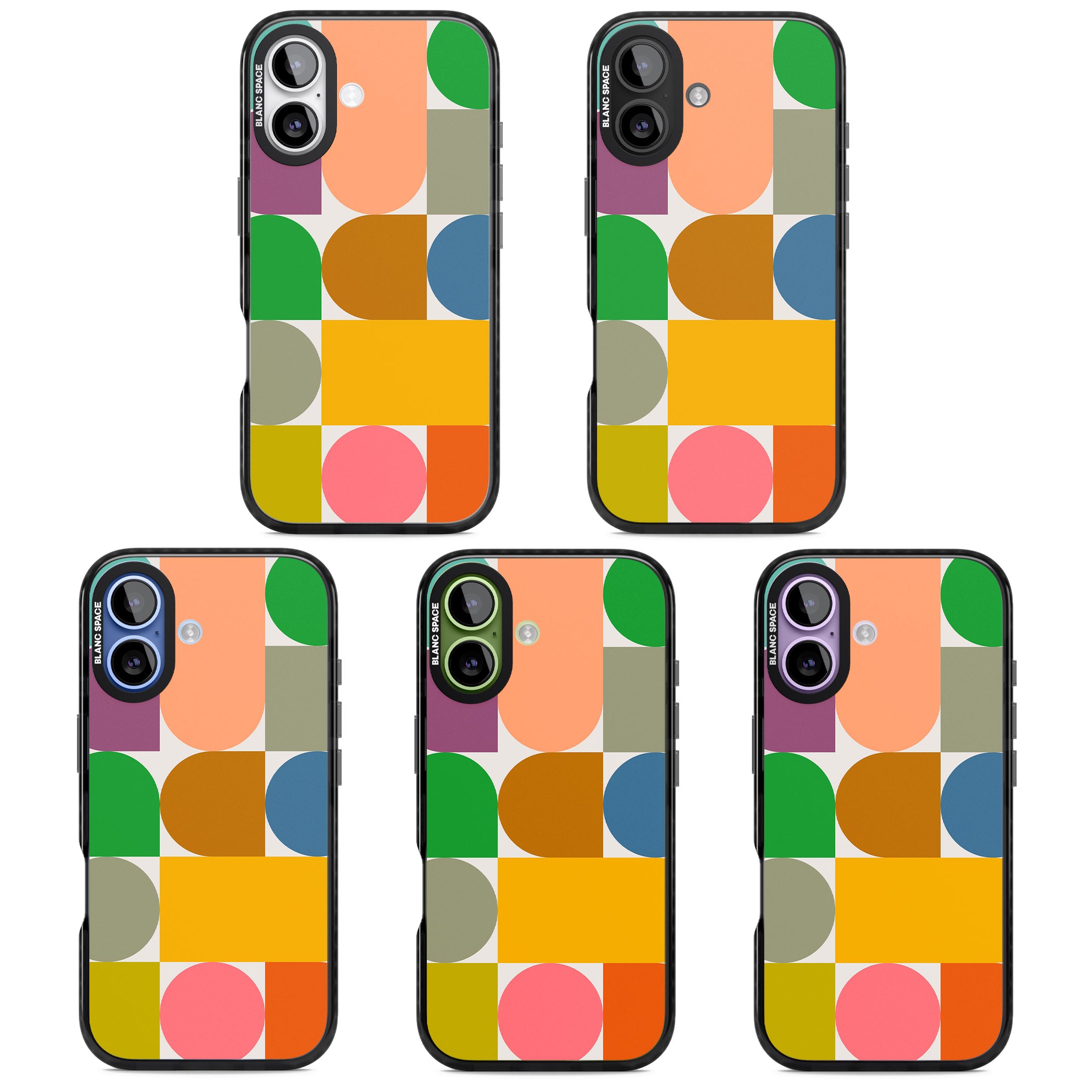 Retro Colorful Shapes iPhone 17 Impact Pro Black Phone Case APT Impact Protection