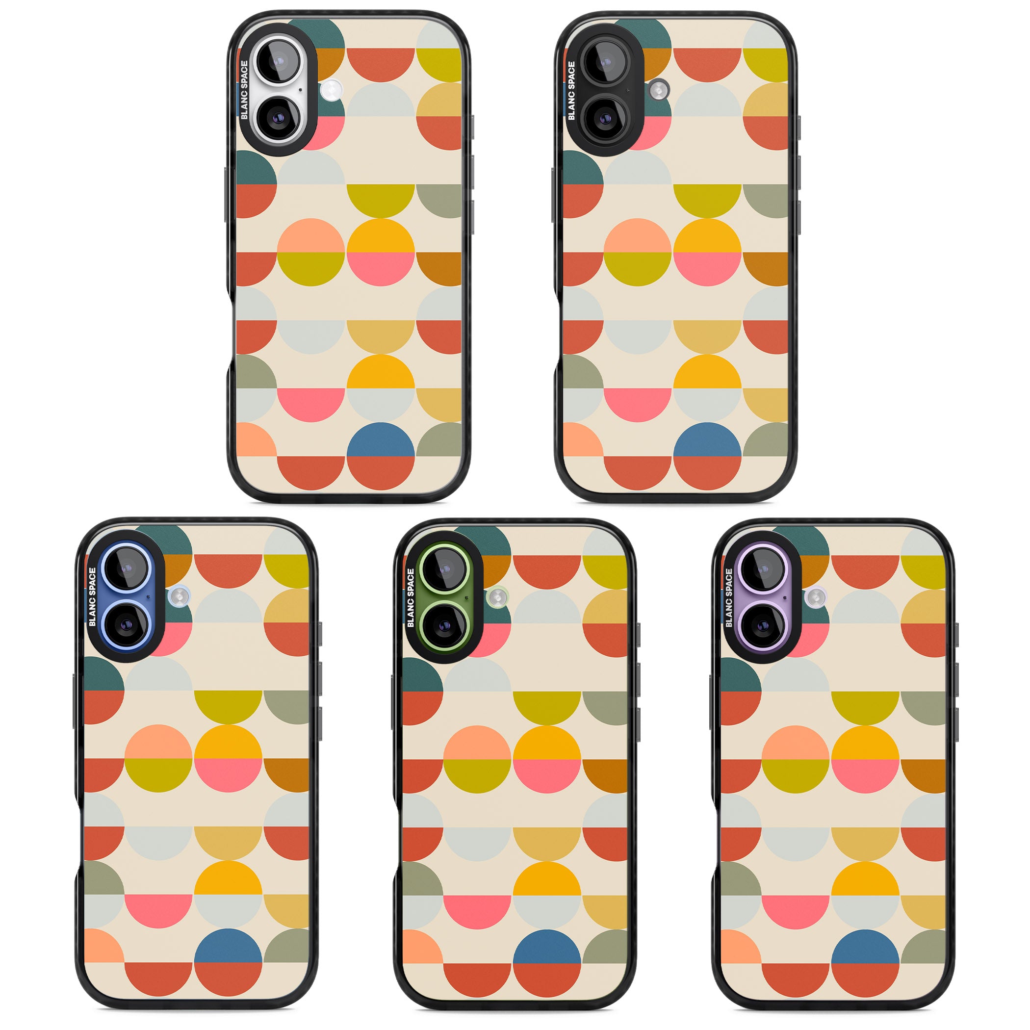 Colorful Retro Circles iPhone 17 Impact Pro Black Phone Case APT Impact Protection