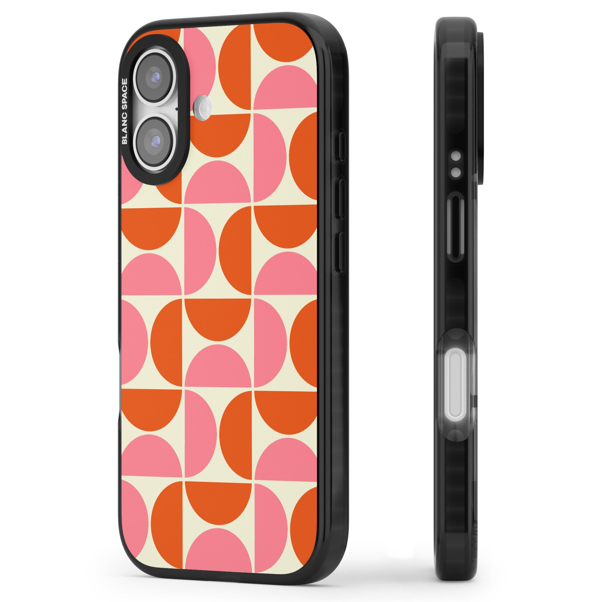 Retro Half Circle Pattern iPhone 17 Impact Pro Black Phone Case Side Profile
