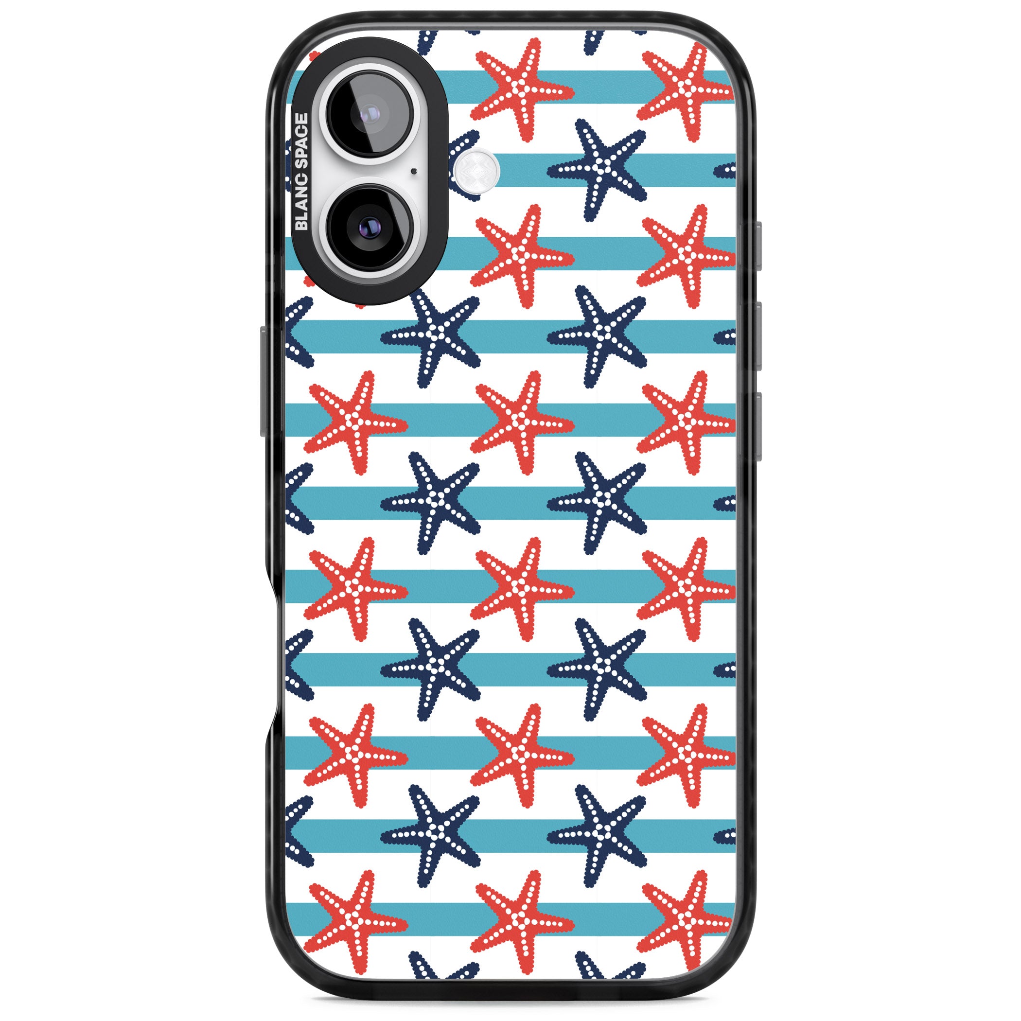 Nautical Starfish Stripe iPhone 17 Impact Pro Black Phone Case