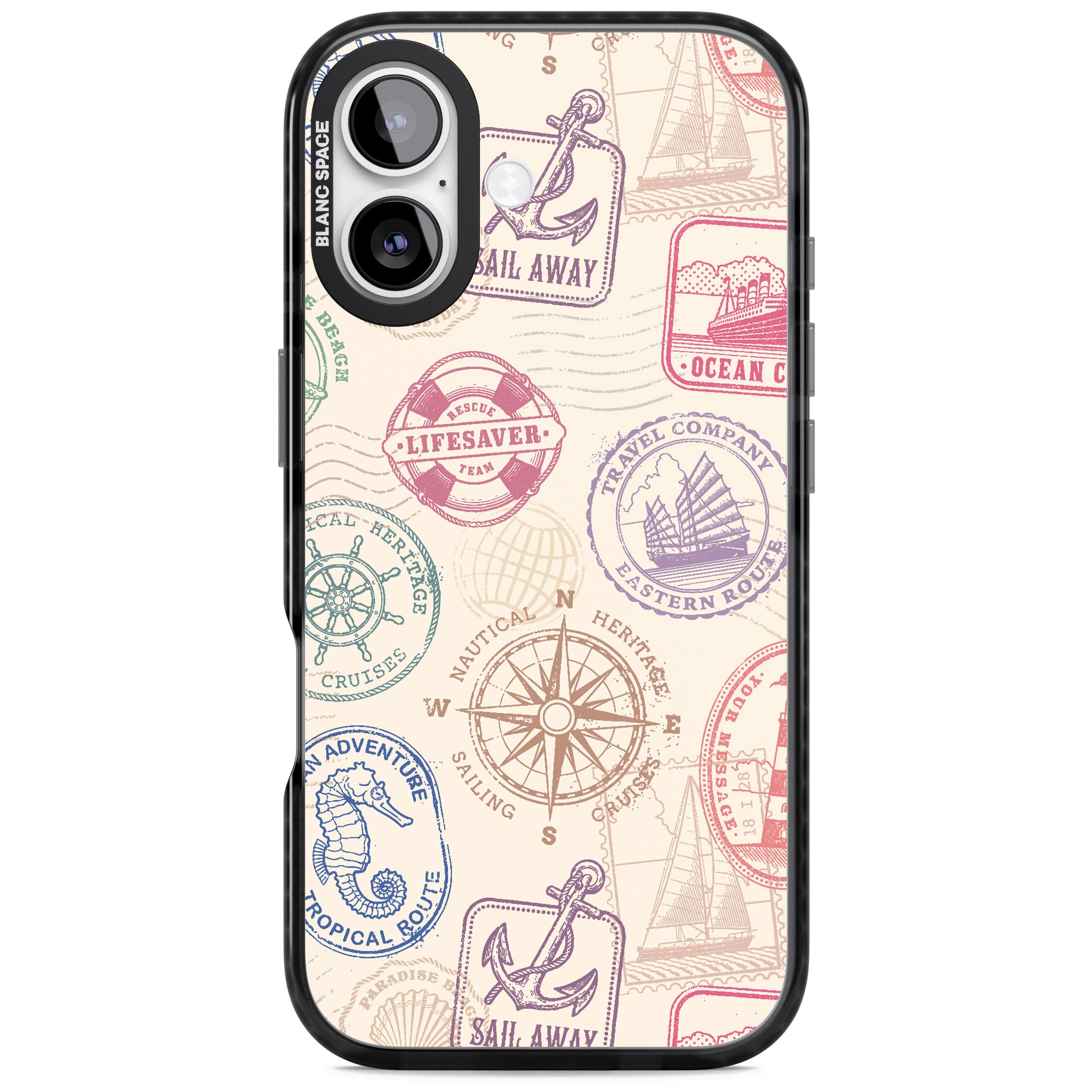 Nautical Stamps iPhone 17 Impact Pro Black Phone Case