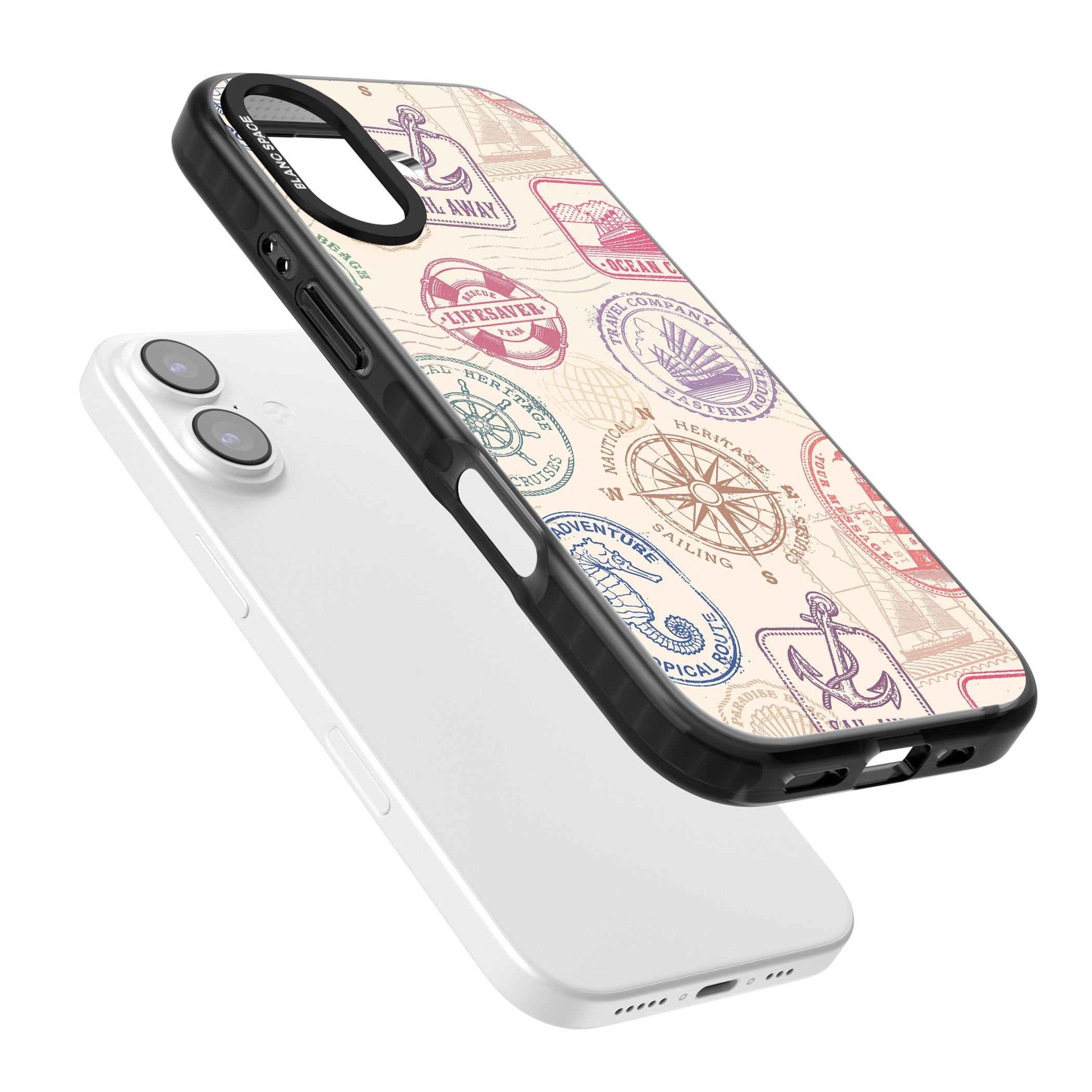 Nautical Stamps iPhone 17 Impact Pro Black Phone Case Colours