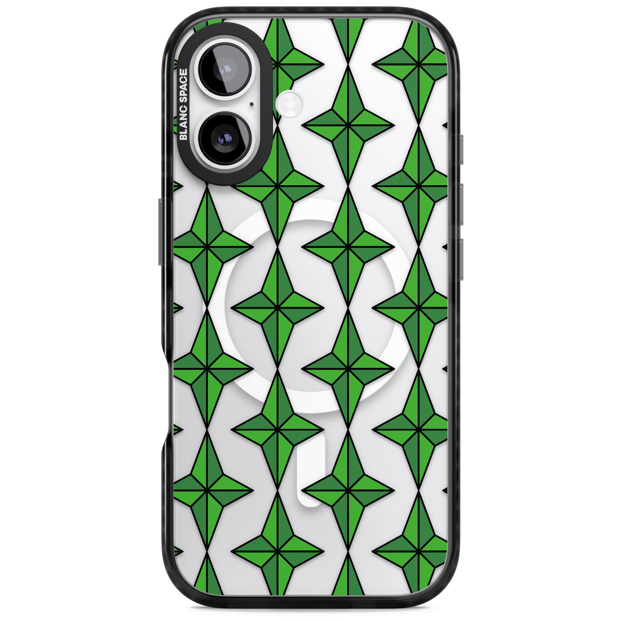 Emerald Stars Pattern (Clear) iPhone 17 Impact Pro Black Phone Case