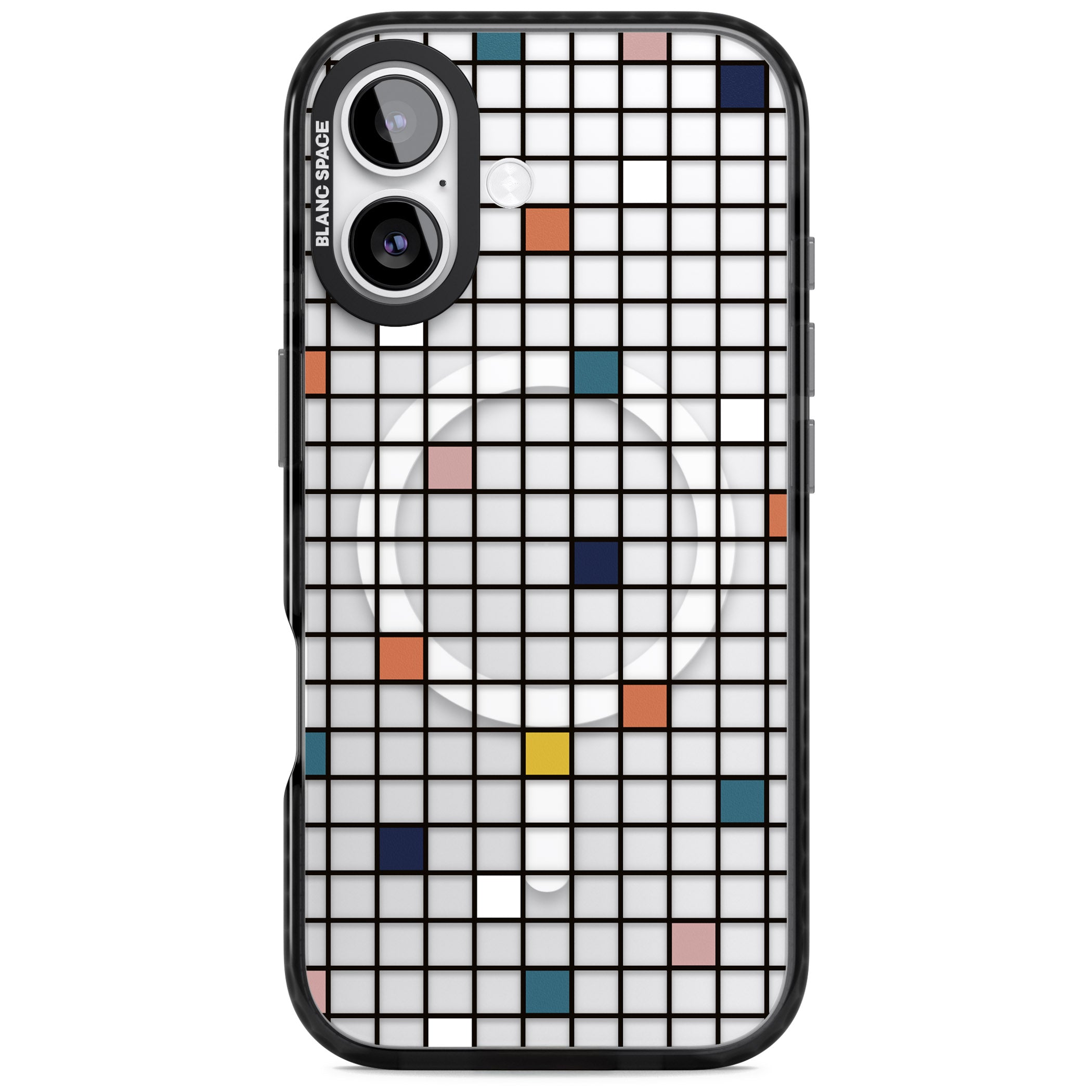 Earthtone Clear Geometric Grid iPhone 17 Impact Pro Black Phone Case