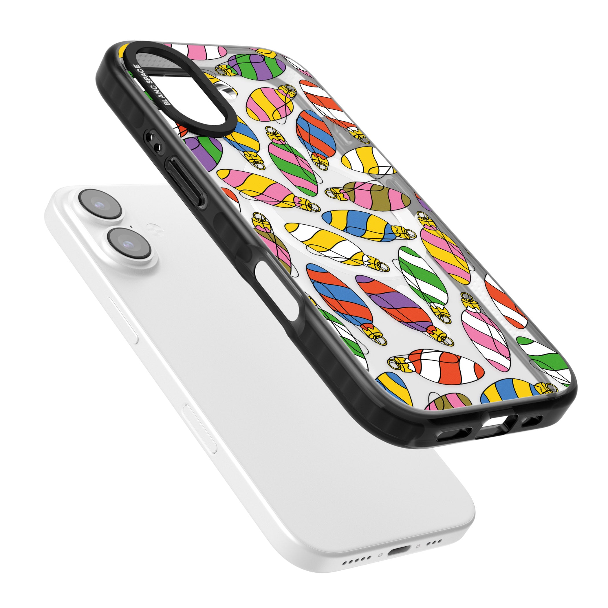 Colourful Holiday Ornaments iPhone 17 Impact Pro Black Phone Case Colours