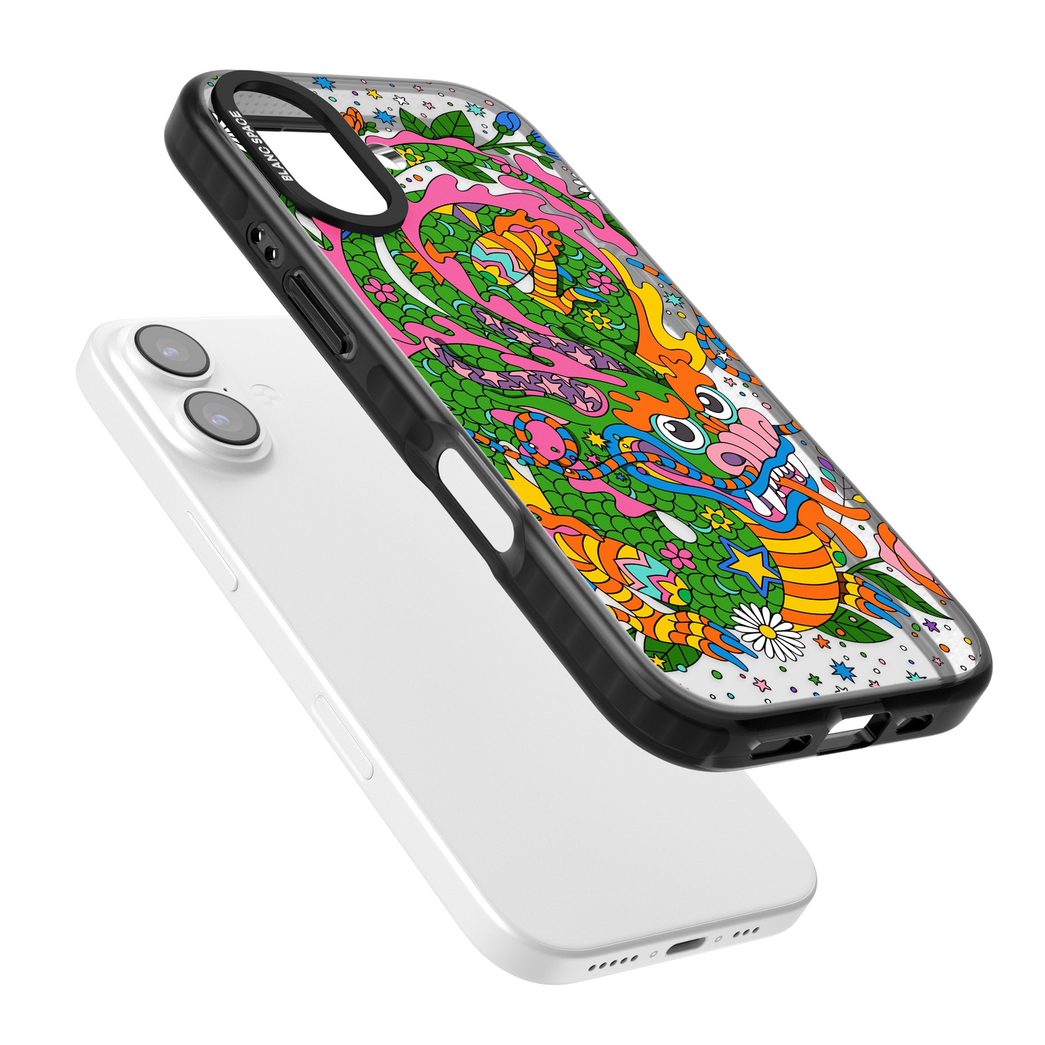 Psychedelic Jungle Dragon iPhone 17 Impact Pro Black Phone Case Colours