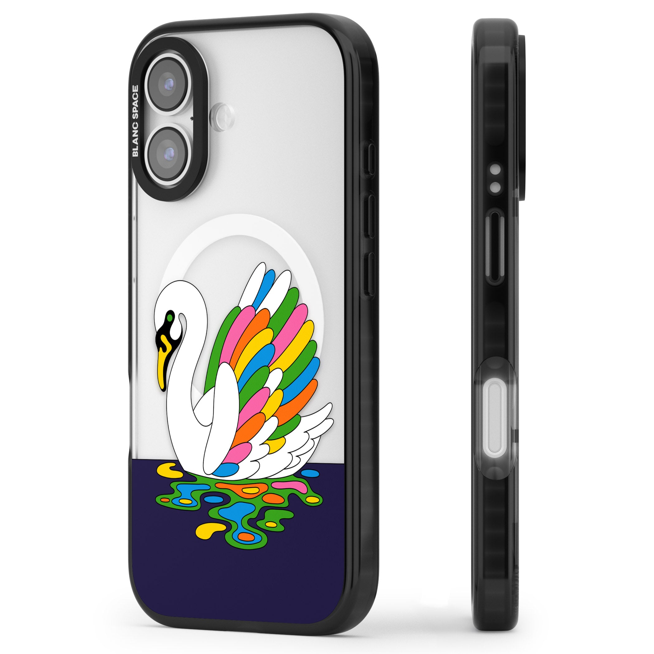 Serene Swan iPhone 17 Impact Pro Black Phone Case Side Profile