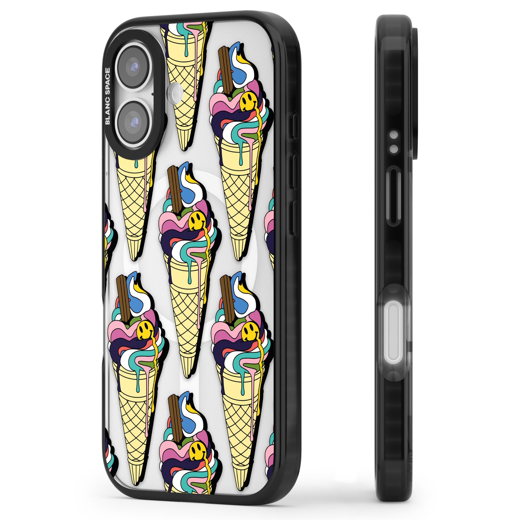 Trip & Drip Ice Cream iPhone 17 Impact Pro Black Phone Case Side Profile