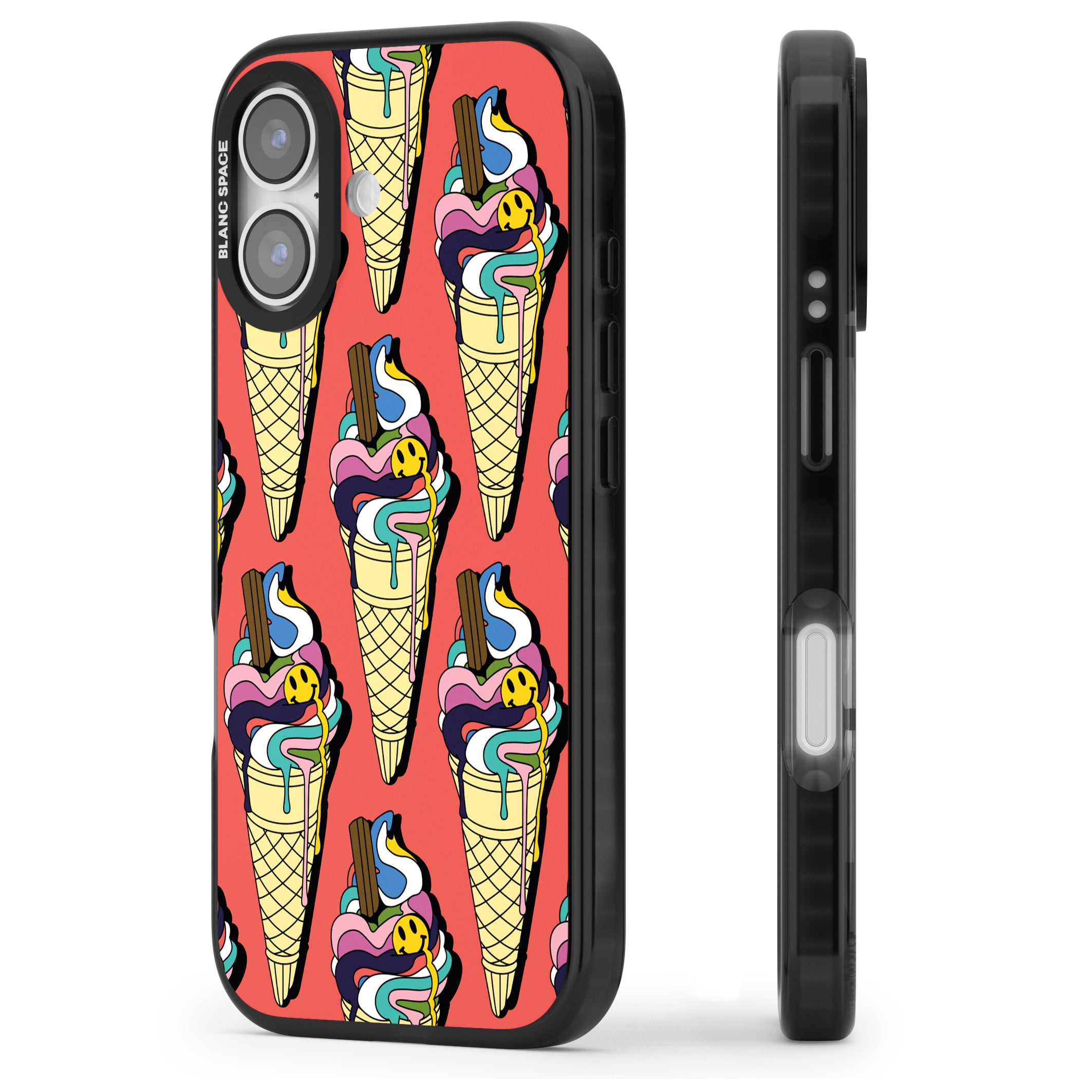 Trip & Drip Ice Cream (Red) iPhone 17 Impact Pro Black Phone Case Side Profile