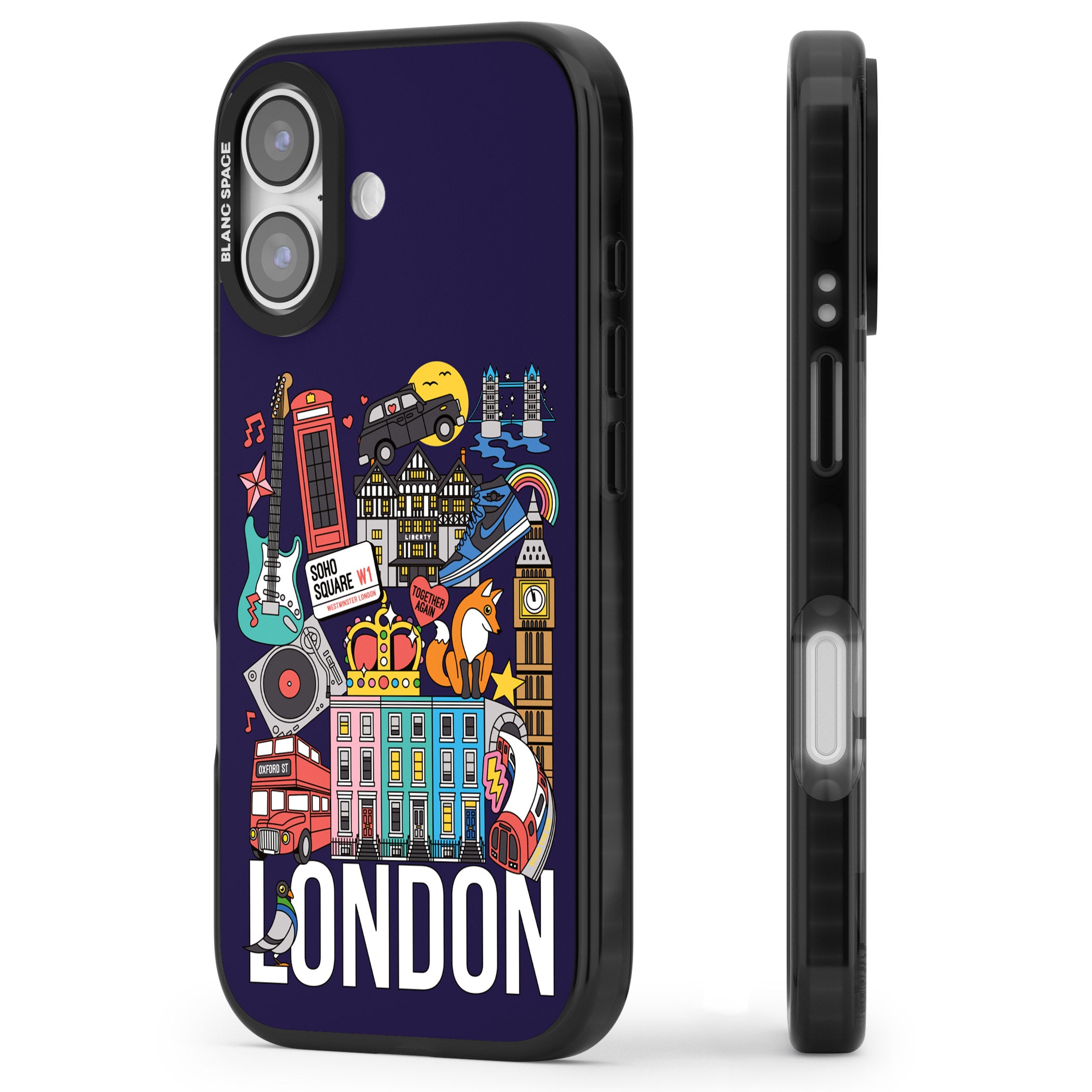 London Calling iPhone 17 Impact Pro Black Phone Case Side Profile